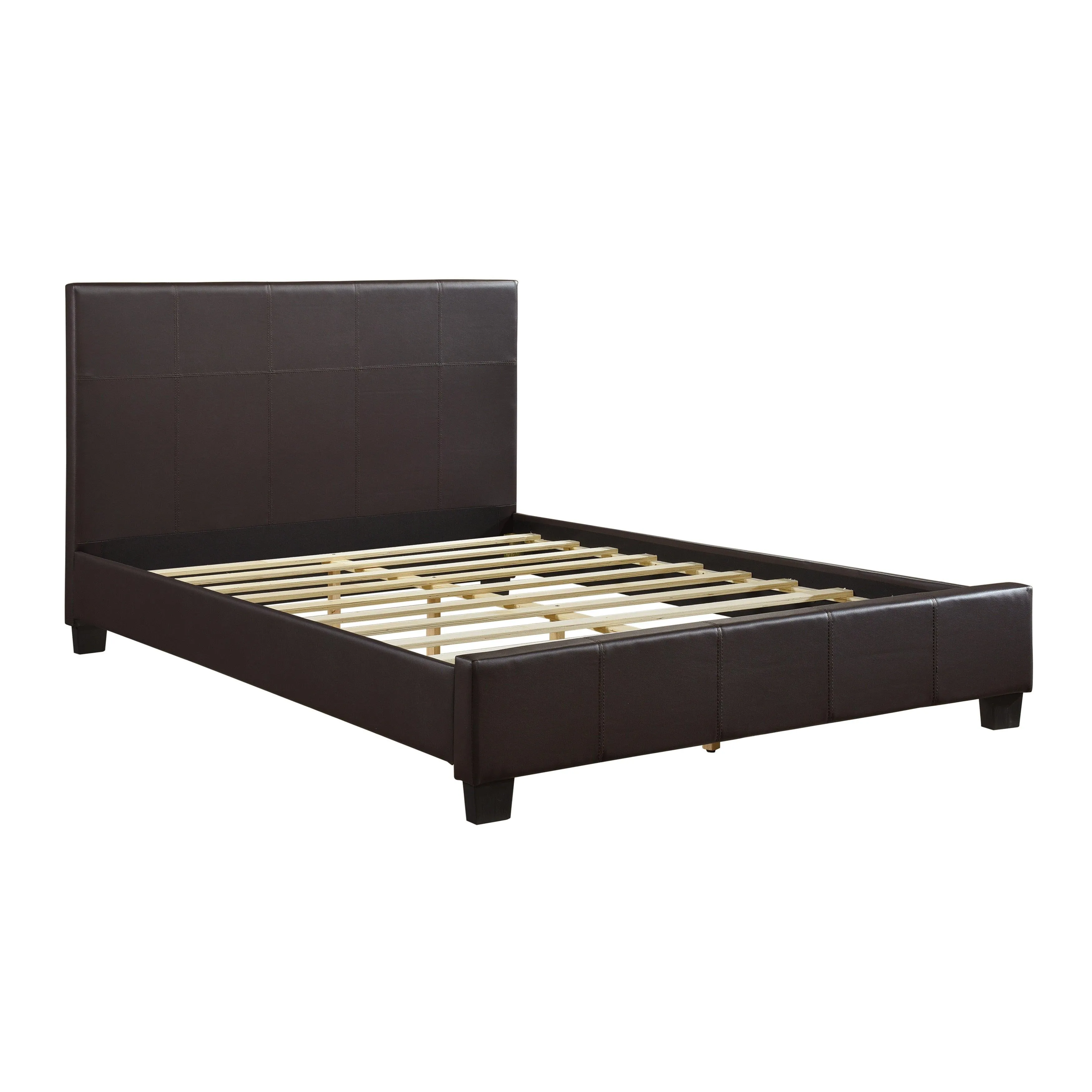 Lorenzi Dark Brown Full Upholstered Platform Bed - Image 4