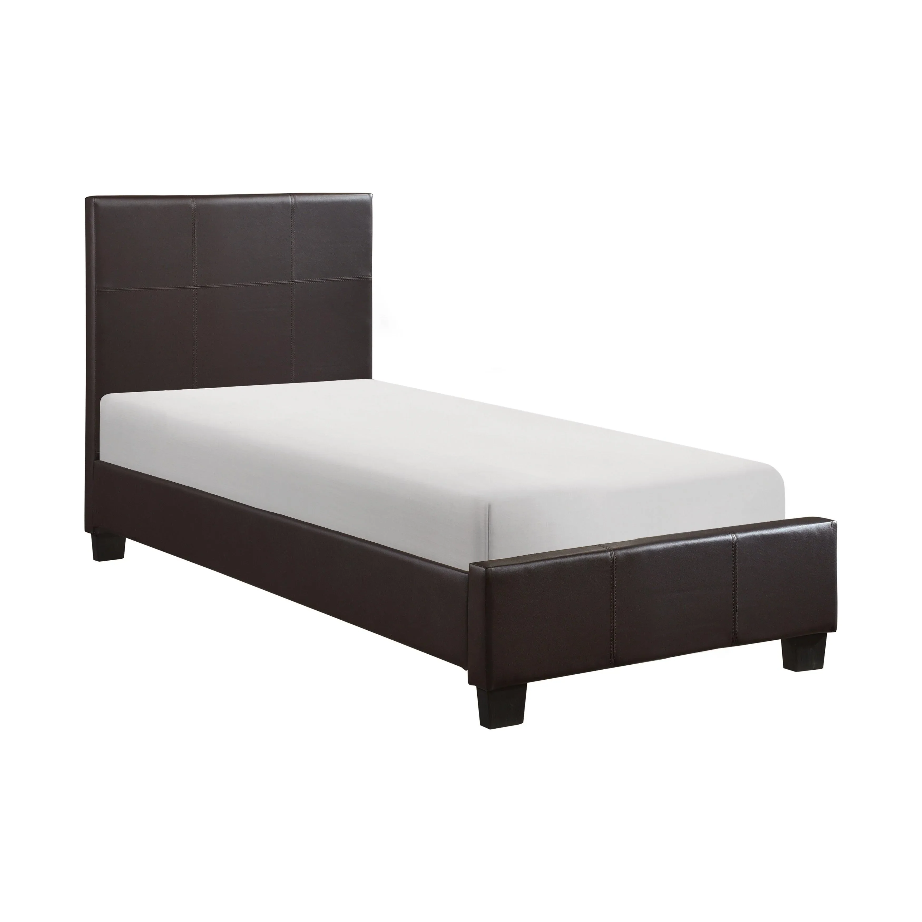 Lorenzi Dark Brown Twin Upholstered Platform Bed - Image 3