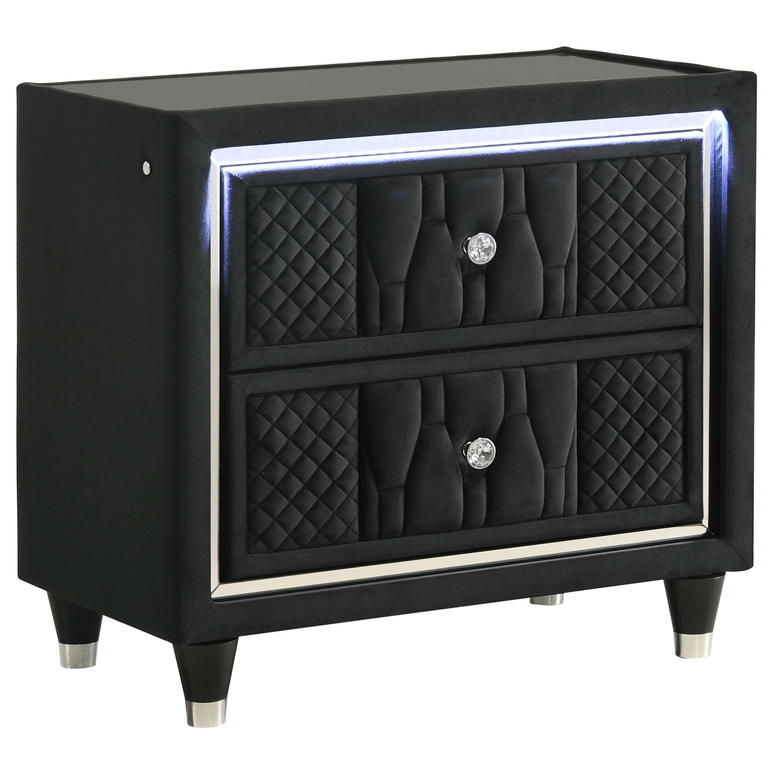 Lorient Black 2-drawer LED Nightstand with USB - Image 2