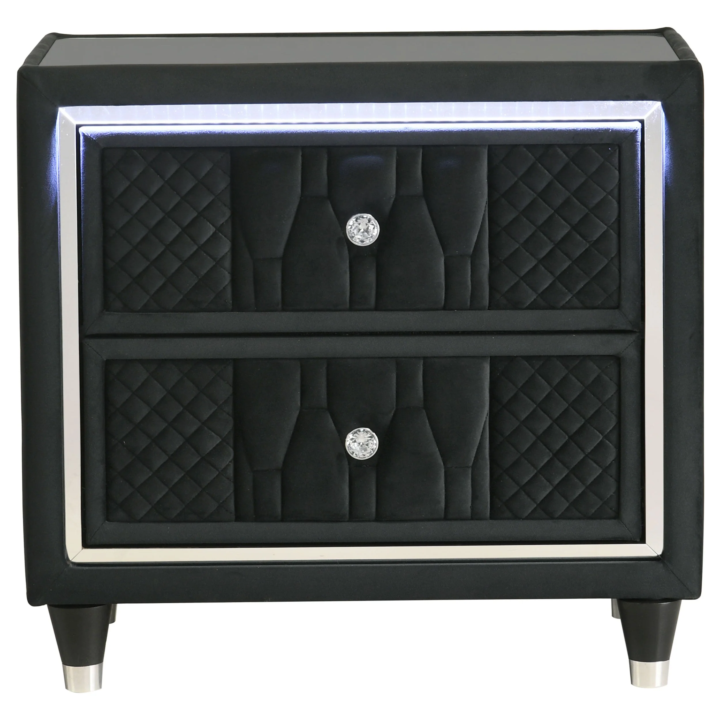 Lorient Black 2-drawer LED Nightstand with USB - Image 3