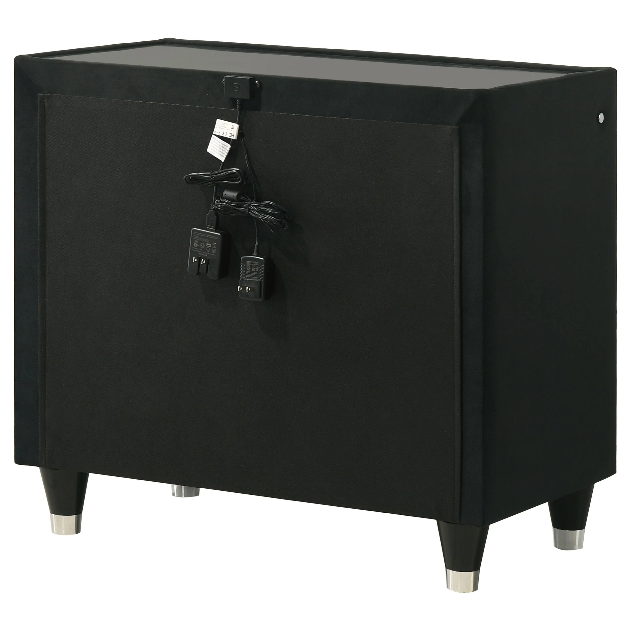 Lorient Black 2-drawer LED Nightstand with USB - Image 8