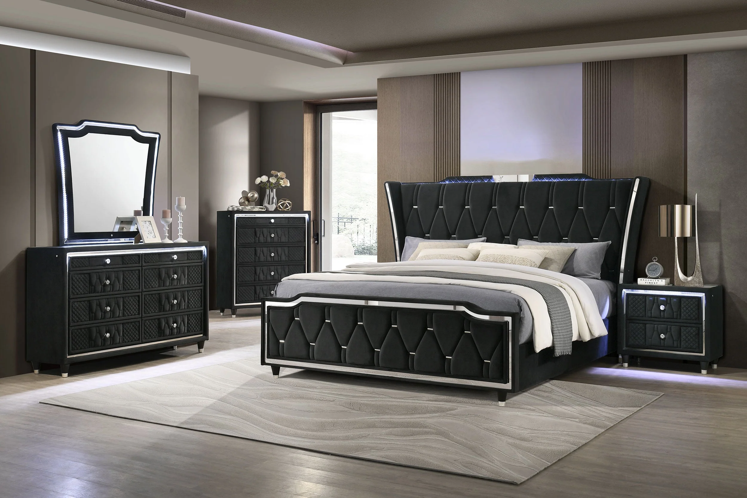 Lorient Black 8-drawer LED Dresser with Mirror - Image 14