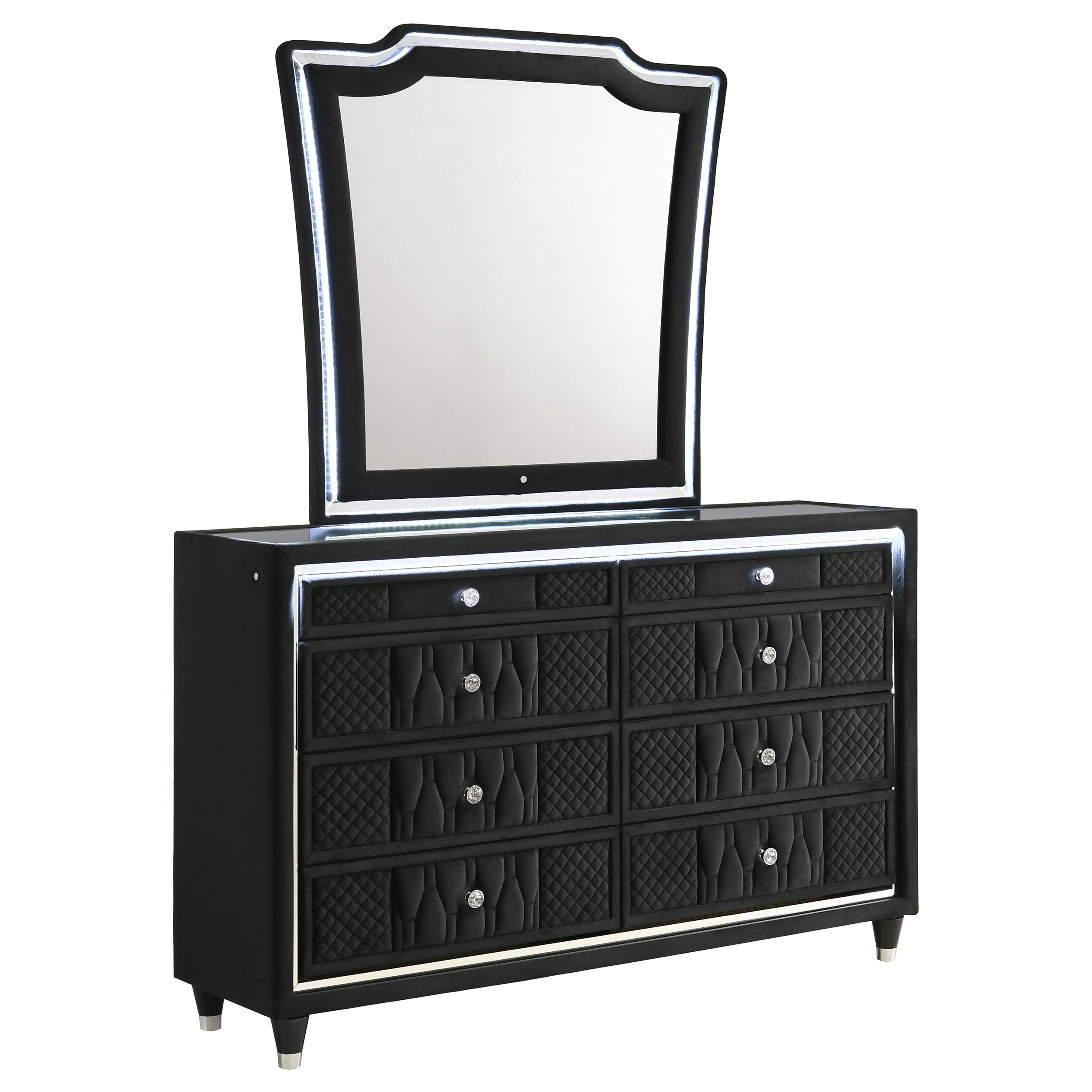Lorient Black 8-drawer LED Dresser with Mirror - Image 2