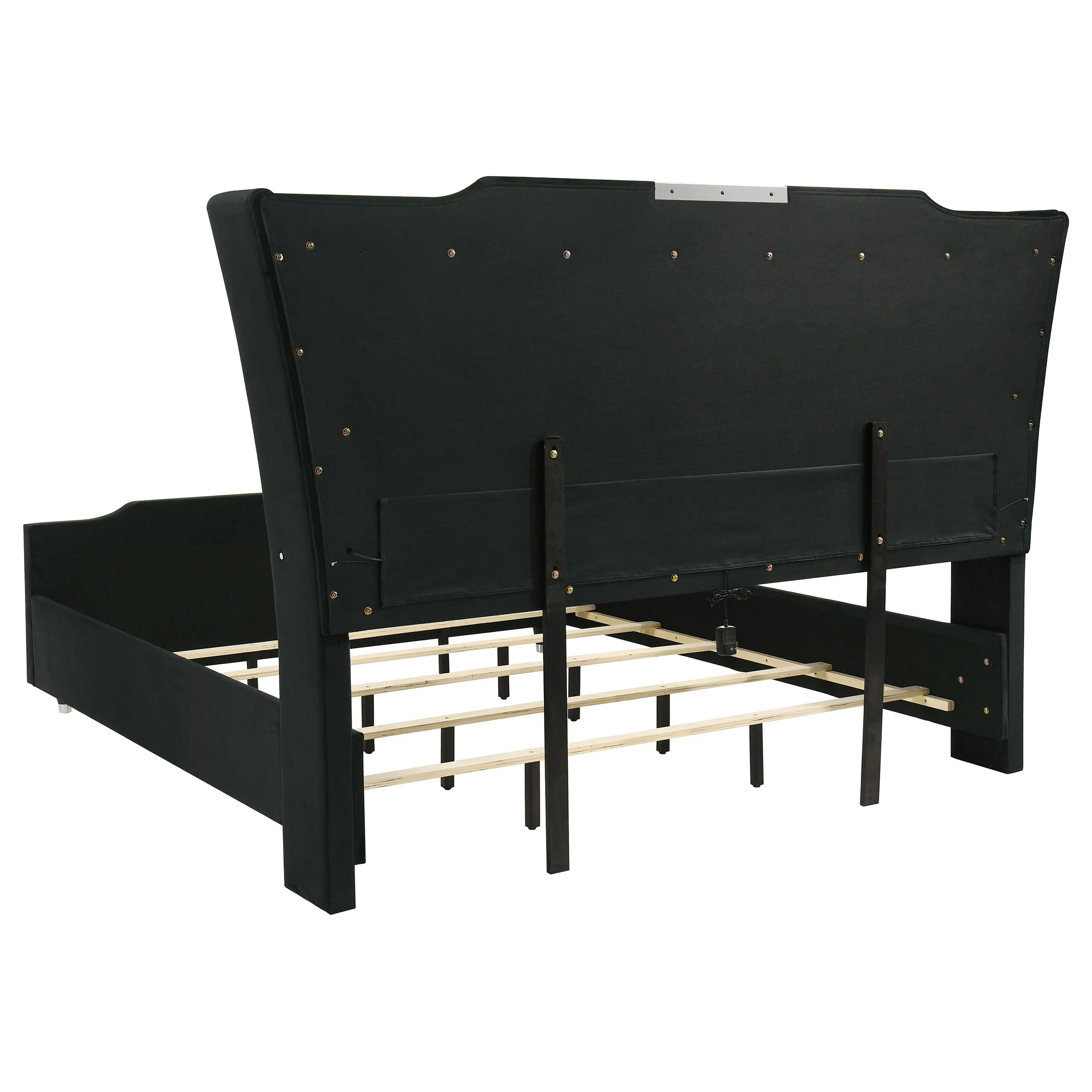 Lorient Black Eastern King LED Upholstered Bed - Image 5