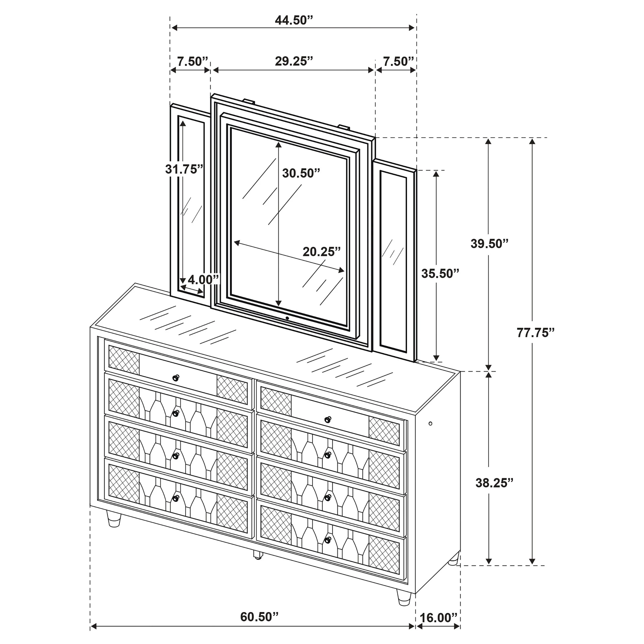 Lorient Ivory/Camel 8-drawer LED Dresser with Mirror - Image 14