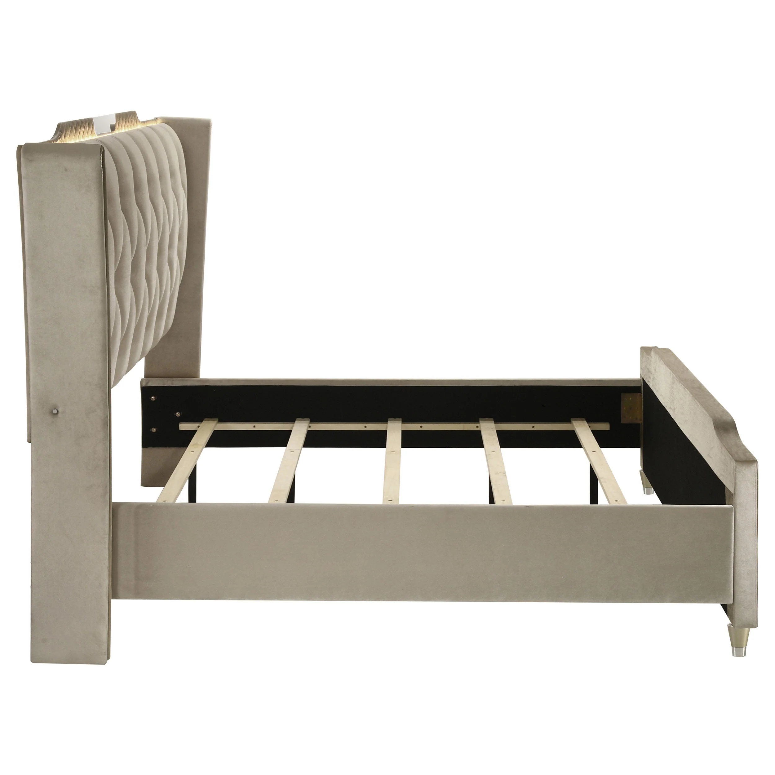 Lorient Ivory/Camel Eastern King LED Upholstered Bed - Image 6