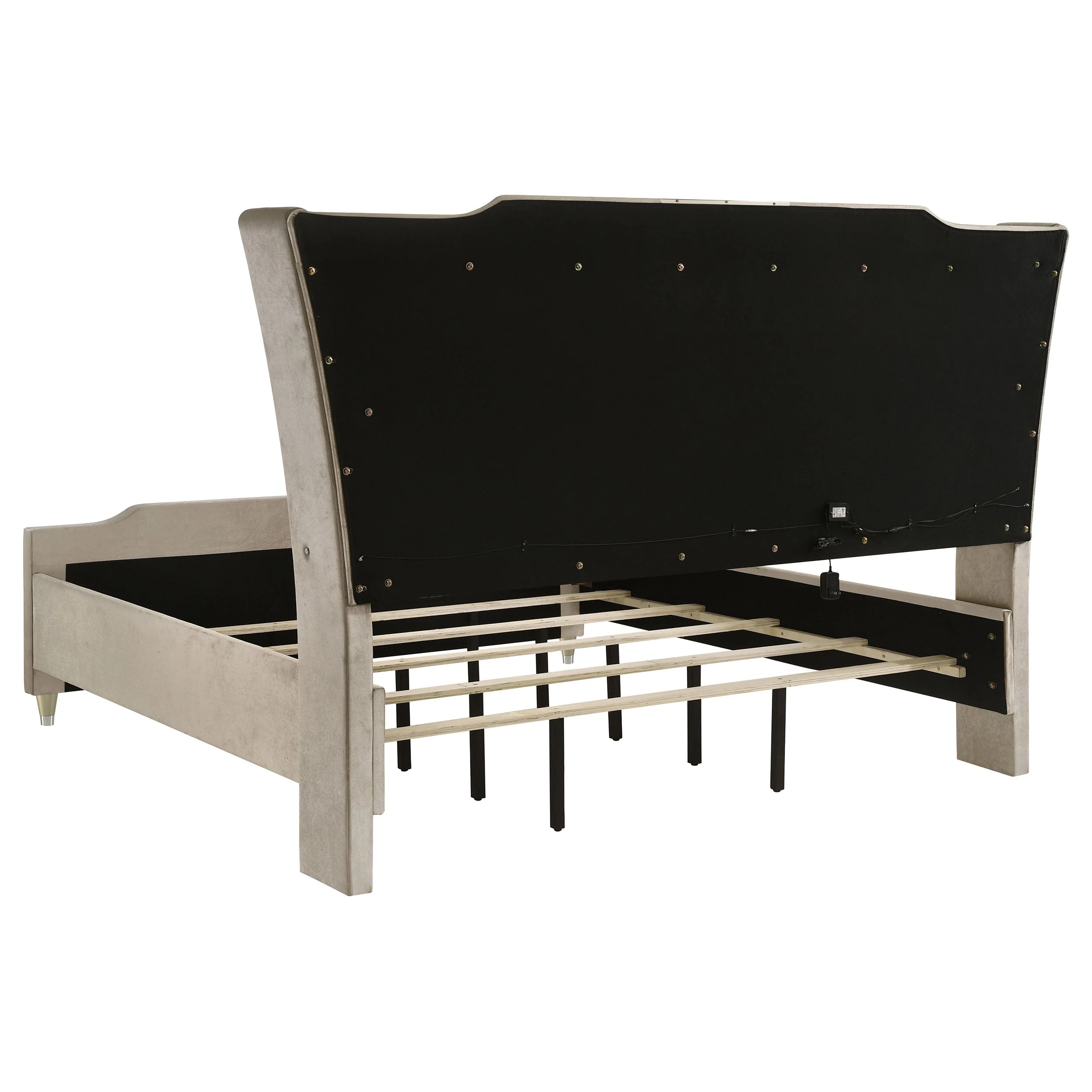 Lorient Ivory/Camel Queen LED Upholstered Wingback Bed - Image 5