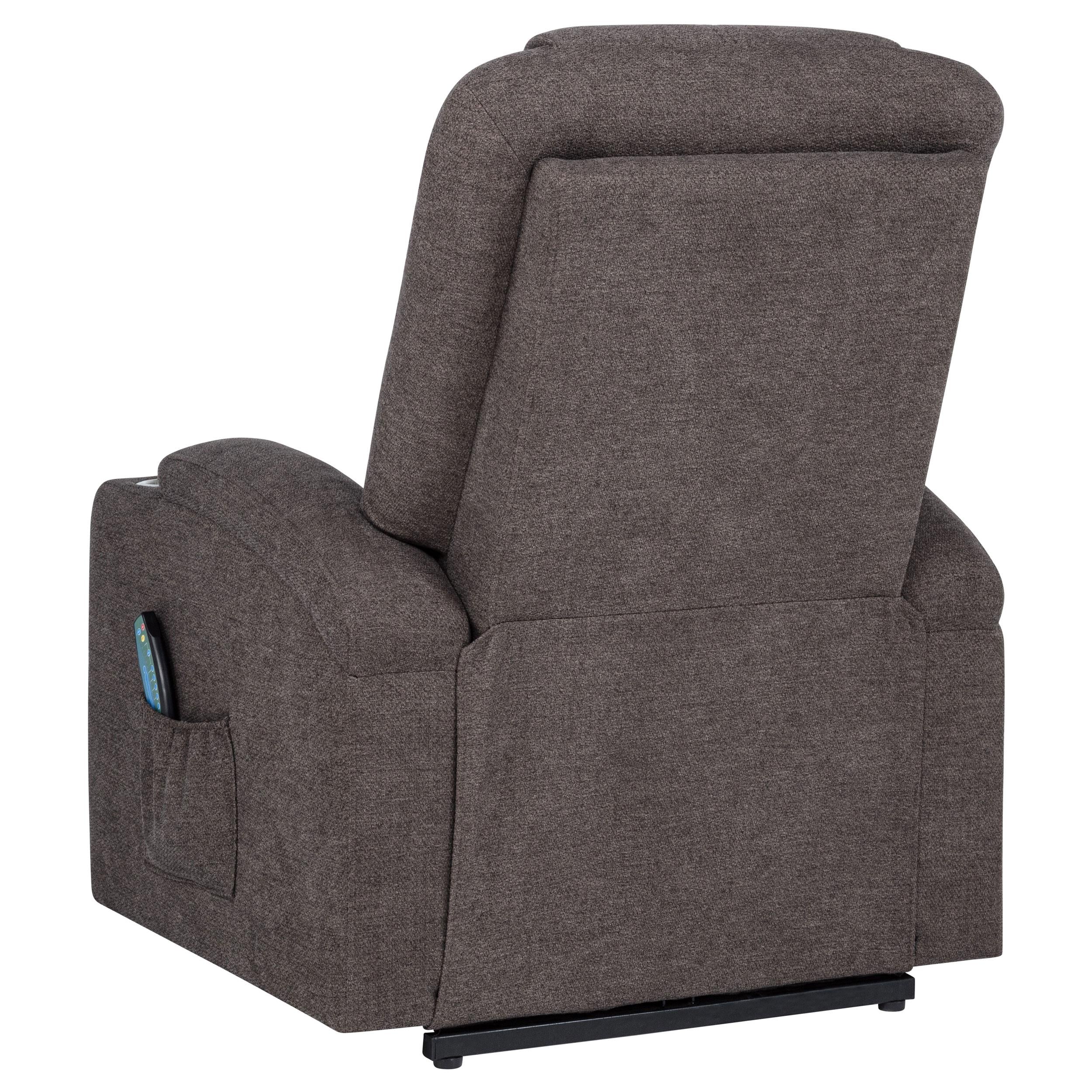 Louie Brown Chenille Upholstered Power Lift Massage Chair - Image 9