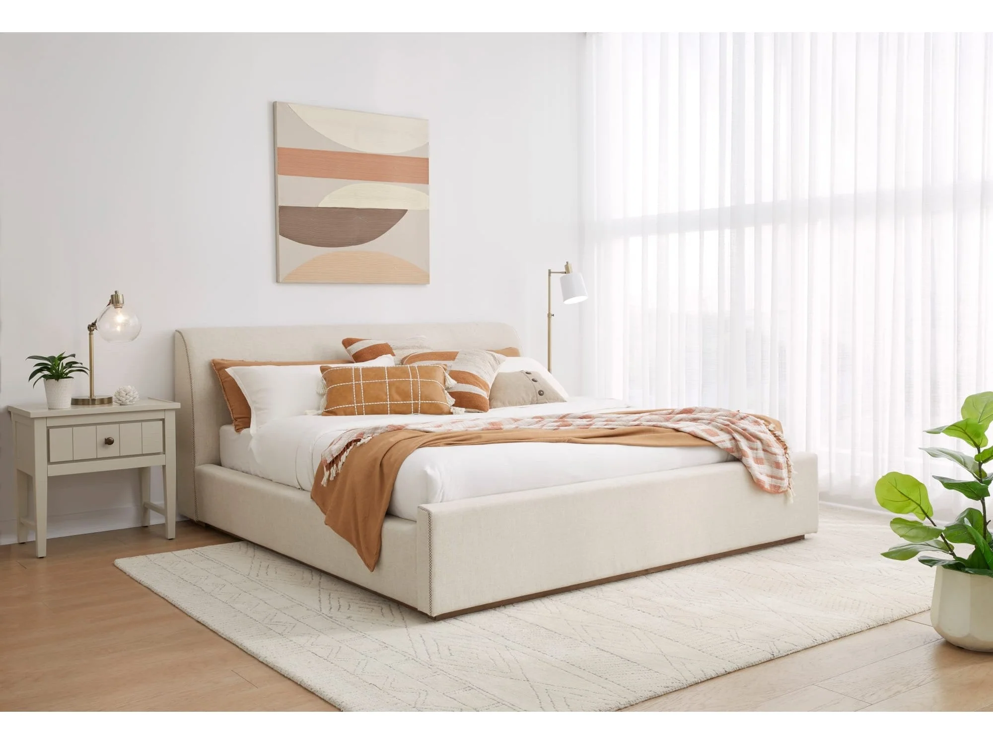 Louis Natural California King Upholstered Platform Bed - Image 10