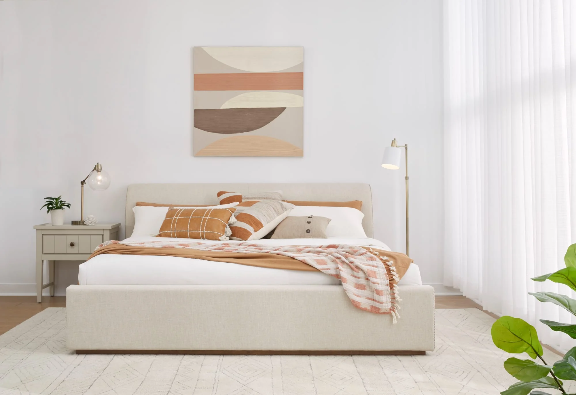 Louis Natural Full Upholstered Platform Bed - Image 9