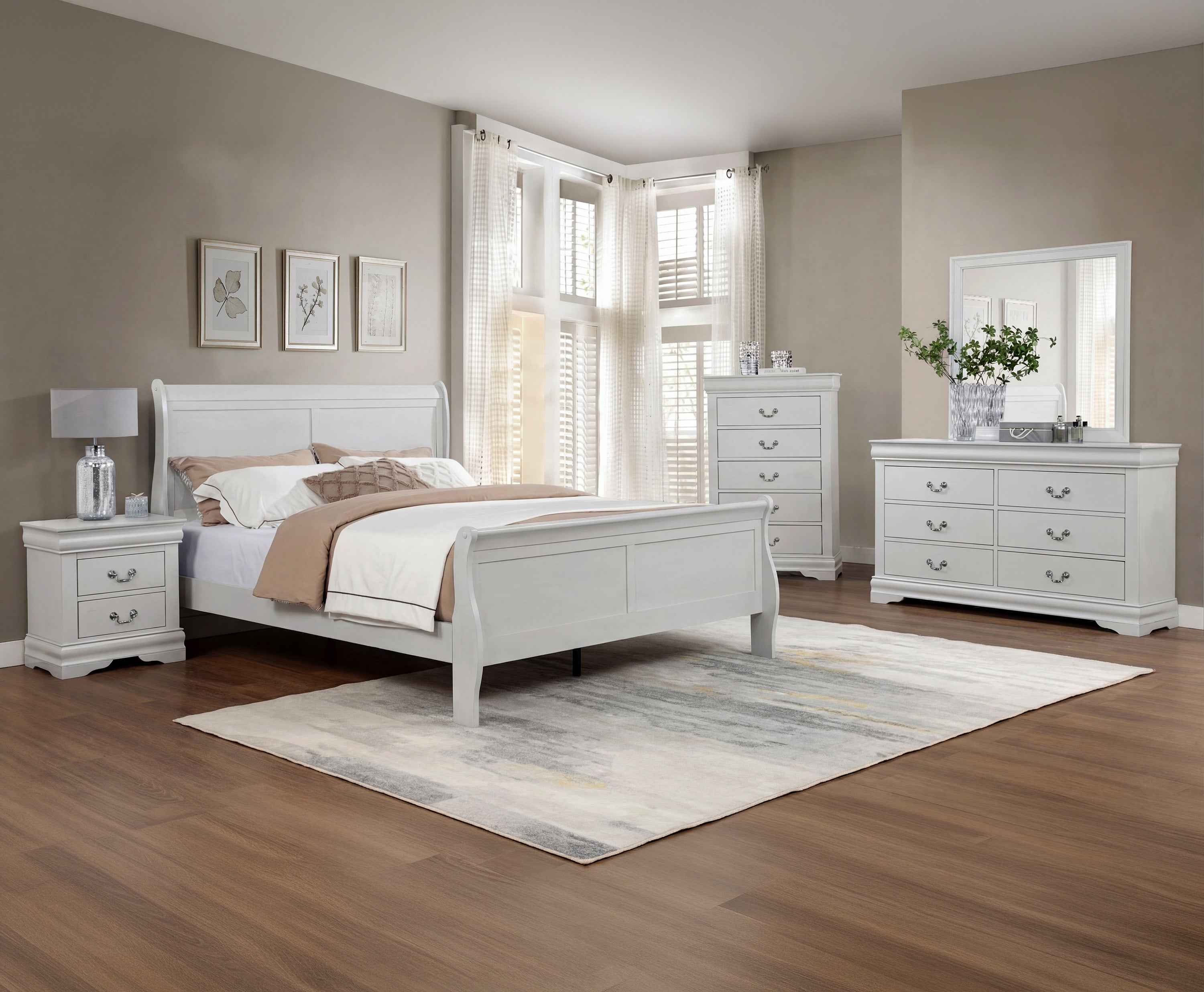 Louis Philip Greige King Bed - Image 3