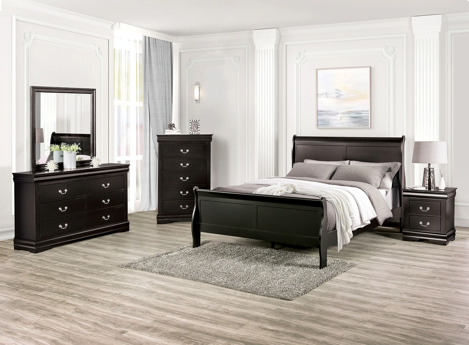 Louis Philippe Black Twin Bed - Image 2