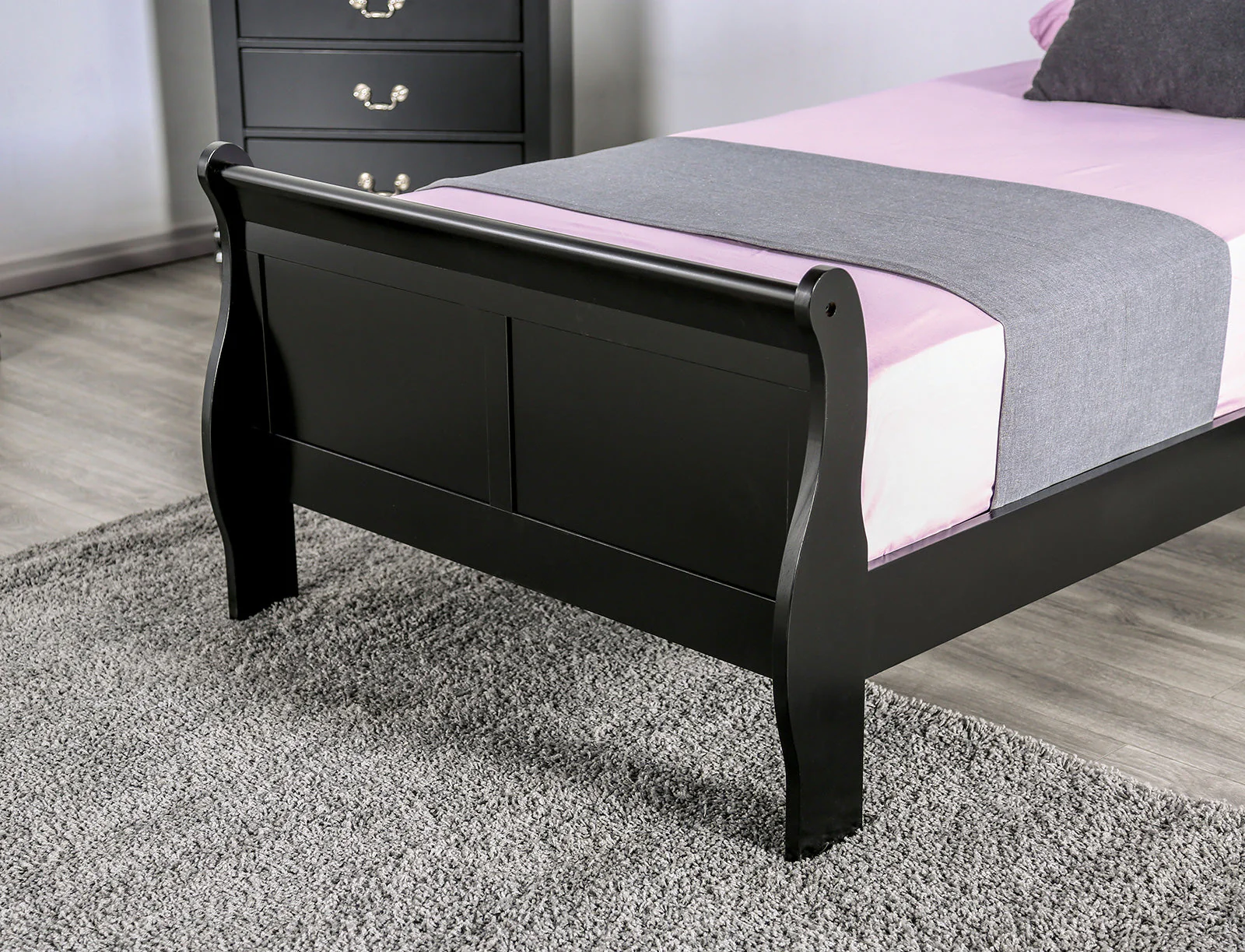Louis Philippe Black Twin Bed - Image 3