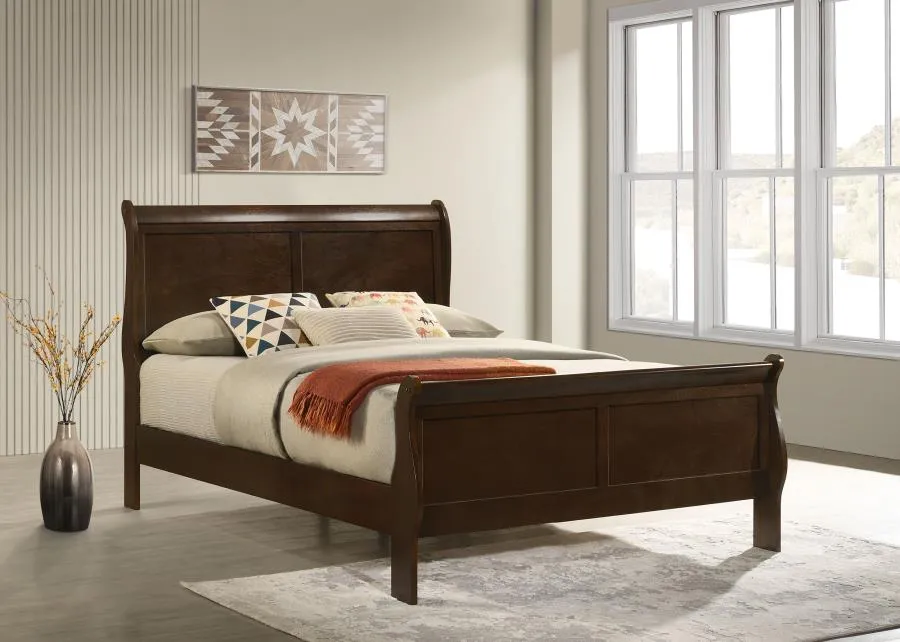 Louis Philippe Cappuccino Full Panel Sleigh Bed