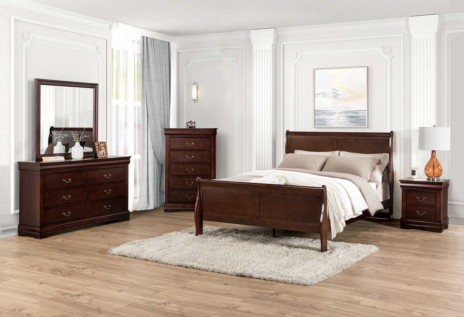 Louis Philippe Dark Cherry Full Bed - Image 2