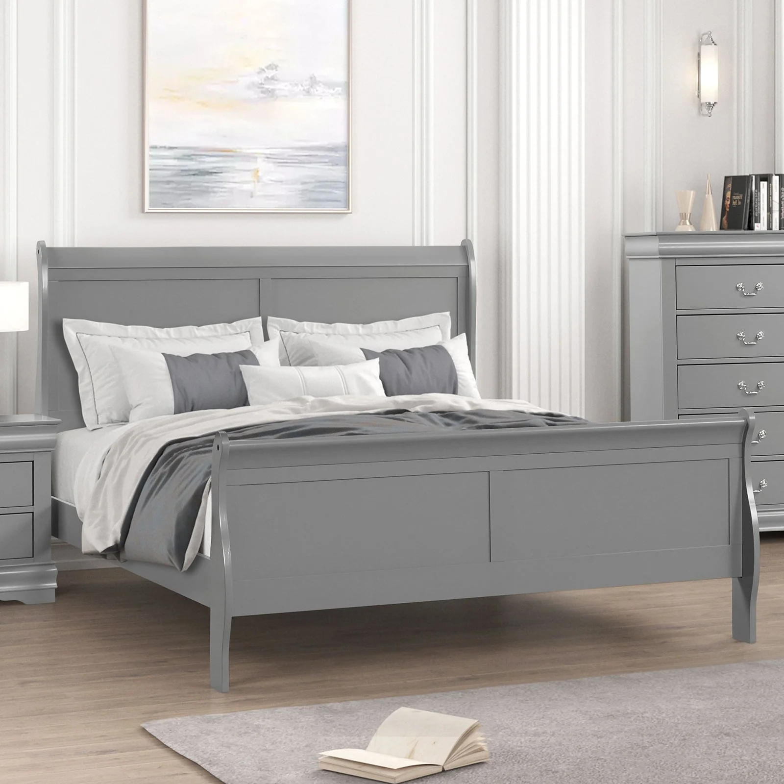 Louis Philippe Gray 4-Piece Queen Bedroom Set - Image 2