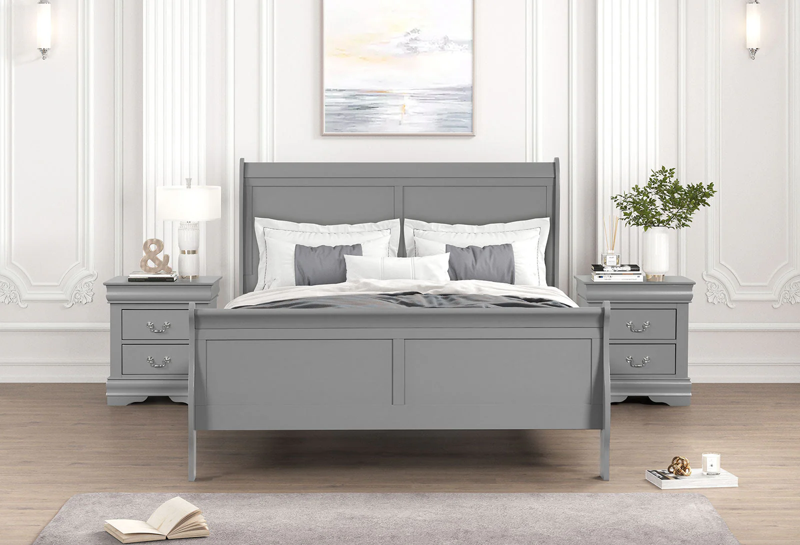 Louis Philippe Gray Queen Bed - Image 2