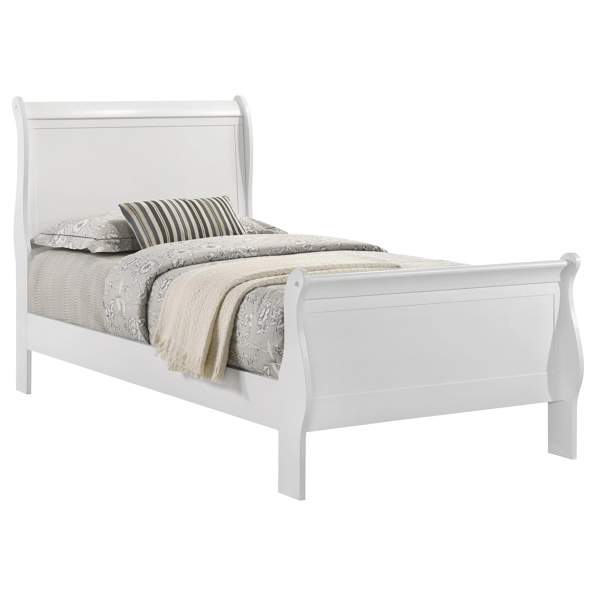 Louis Philippe White 47-inch Twin Sleigh Panel Bed - Image 2