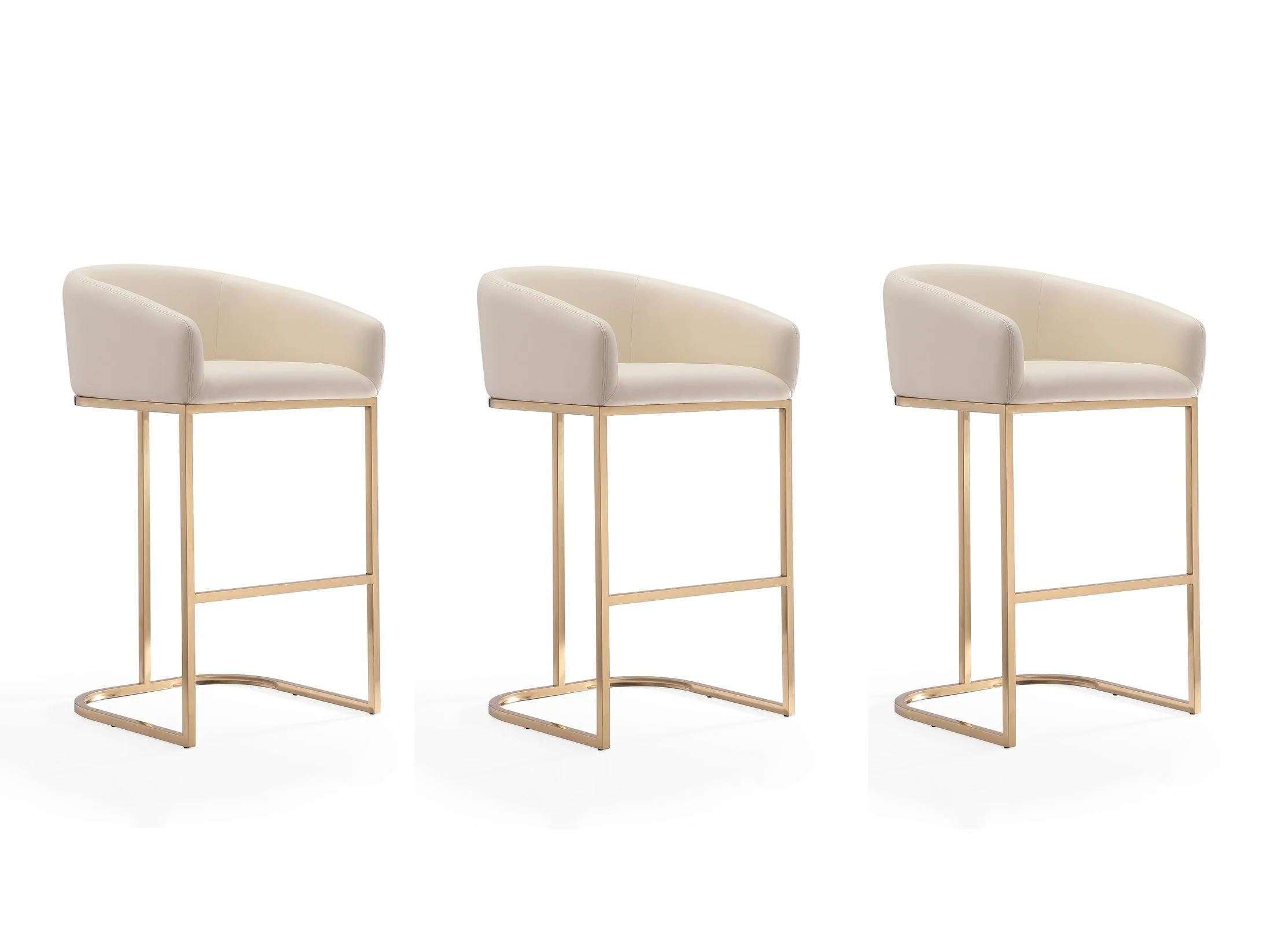 Louvre Barstool in Cream and Titanium Gold (set of 3)