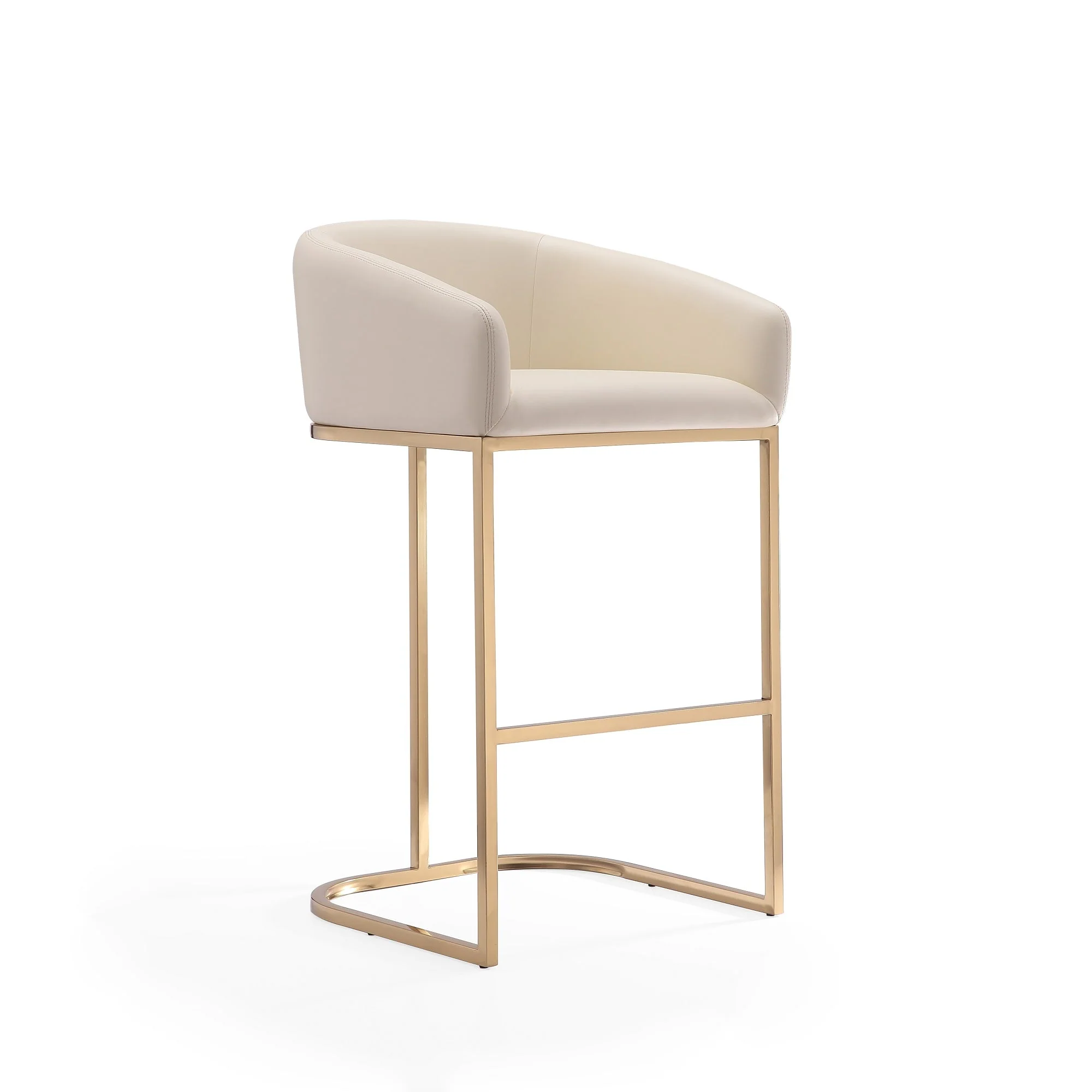 Louvre Barstool in Cream and Titanium Gold (set of 3) - Image 4