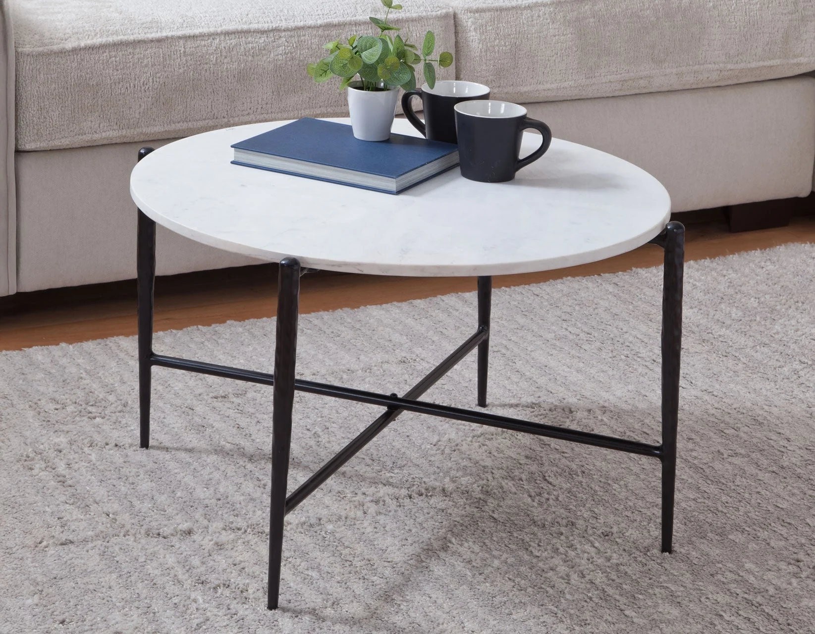 Loxie White 3-Piece Round Solid Marble Top Table Set - Image 4