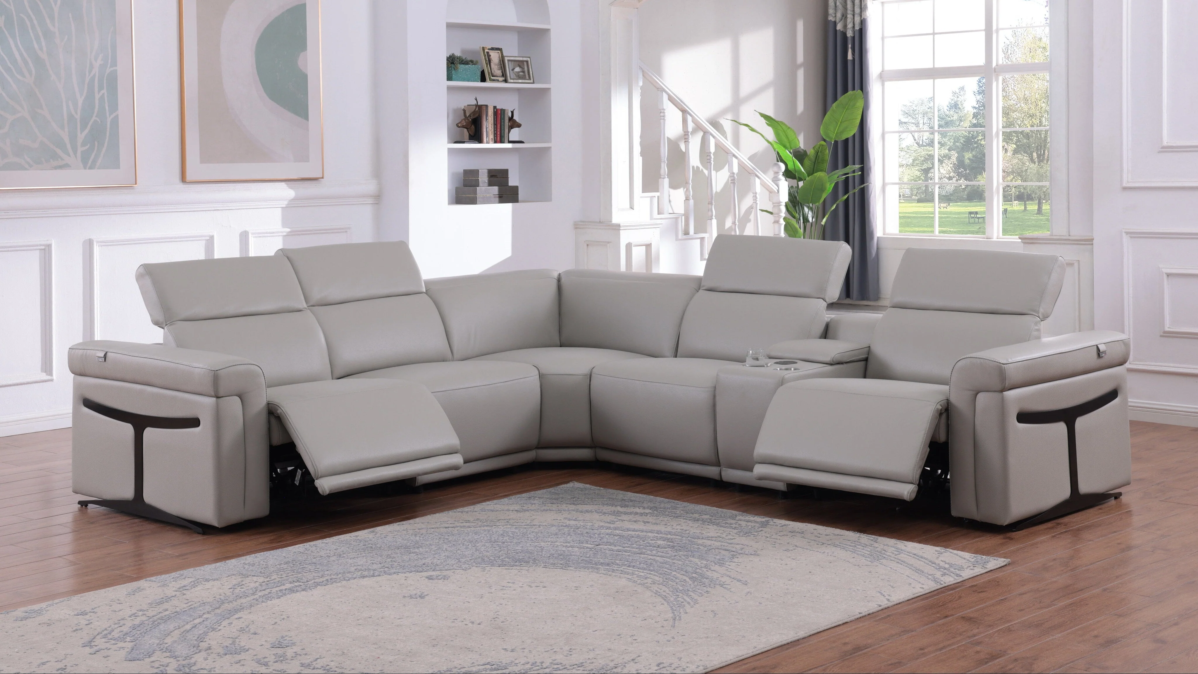 Lucca (L.T. Grey) 6-Piece Italian Power Reclining Sectional