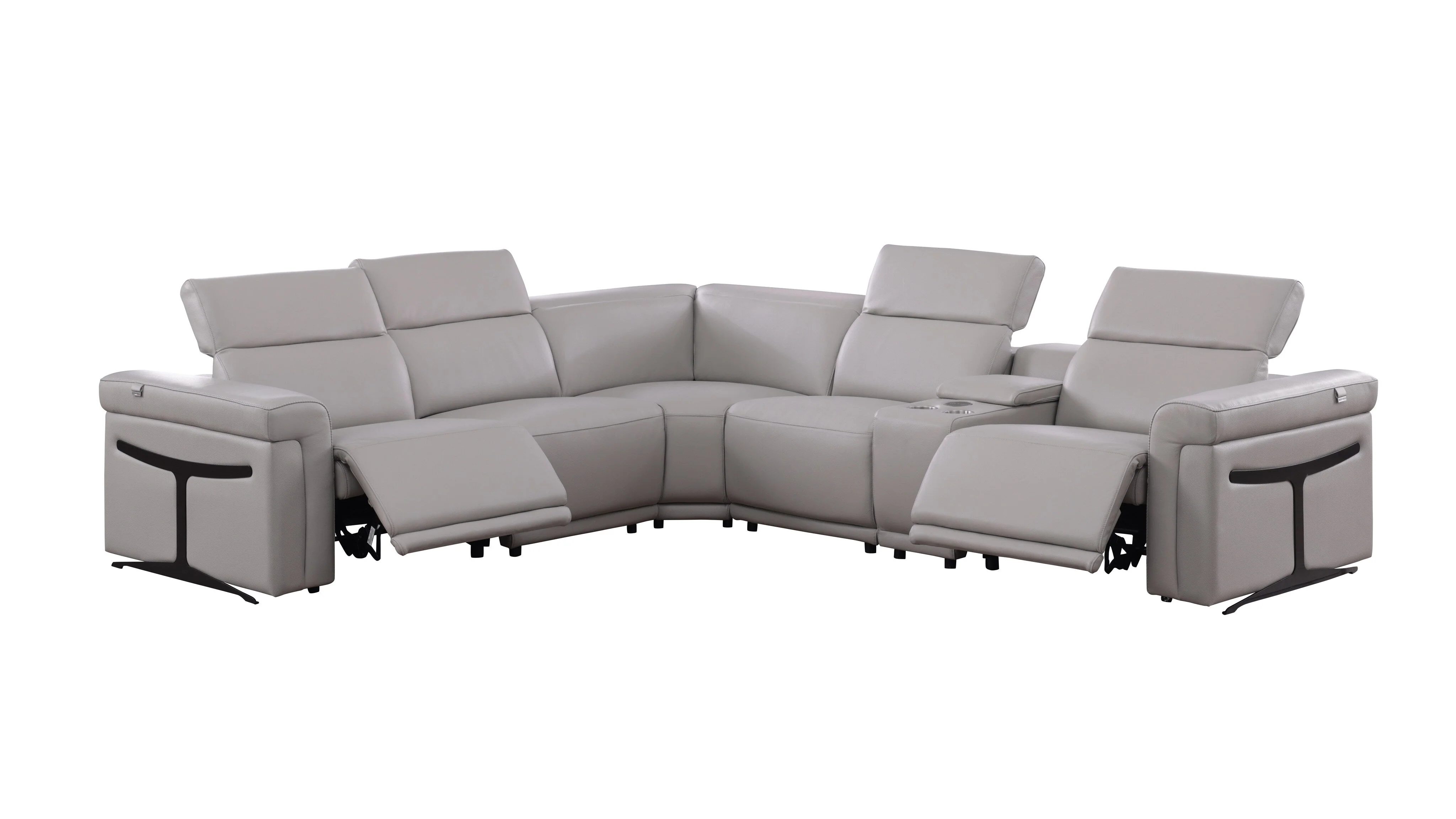 Lucca (L.T. Grey) 6-Piece Italian Power Reclining Sectional - Image 2