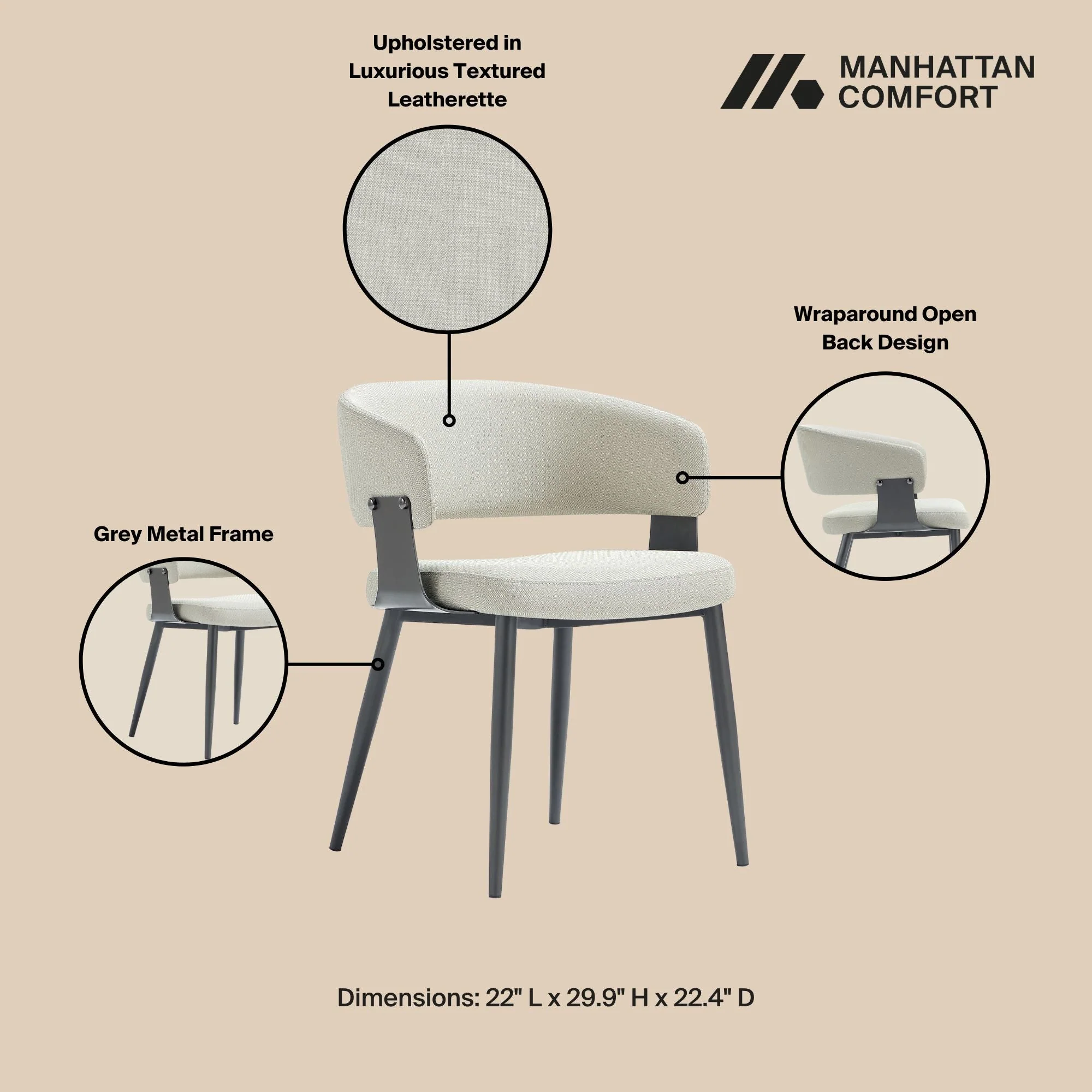 Luce Dining Chair in Oatmeal (set of 4) - Image 4