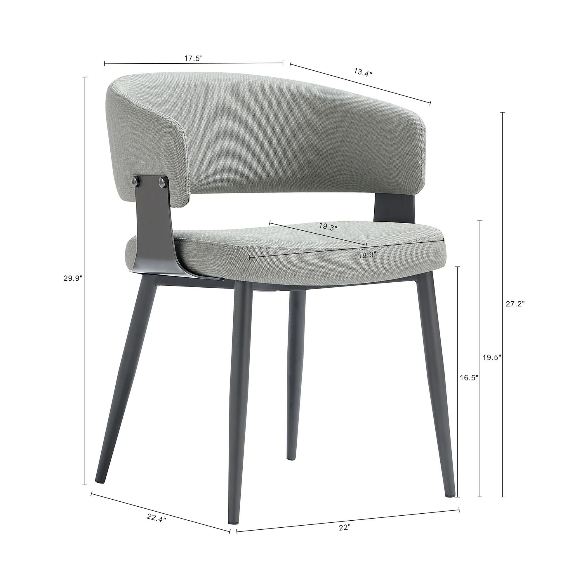 Luce Dining Chair in Stone Grey (set of 4) - Image 3