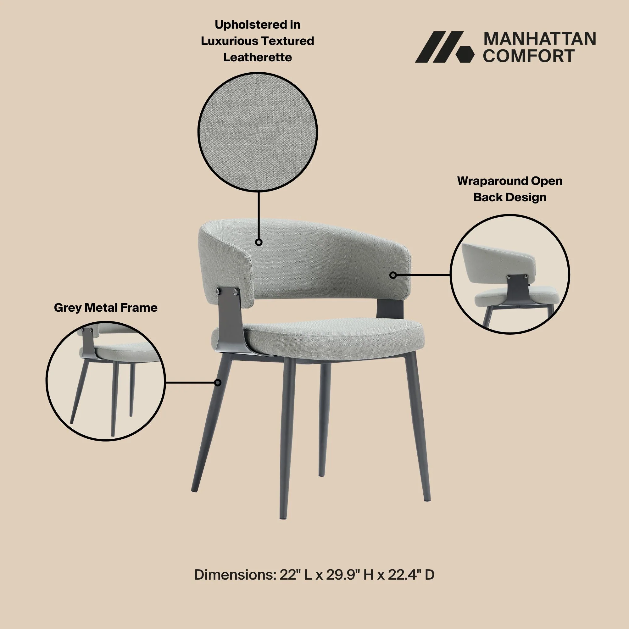 Luce Dining Chair in Stone Grey (set of 4) - Image 4