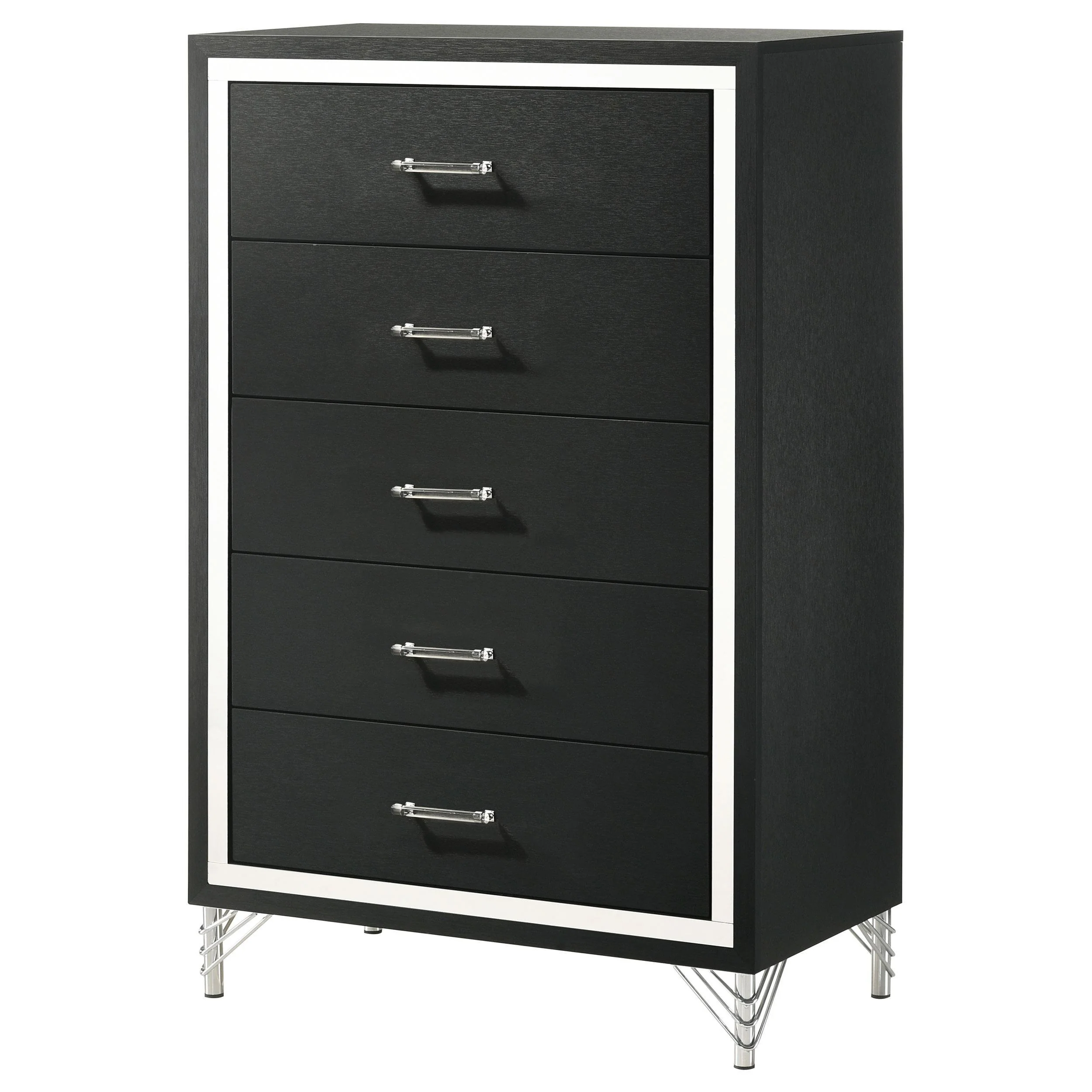 Lucia 5-drawer Bedroom Chest of Drawers Black - Image 4