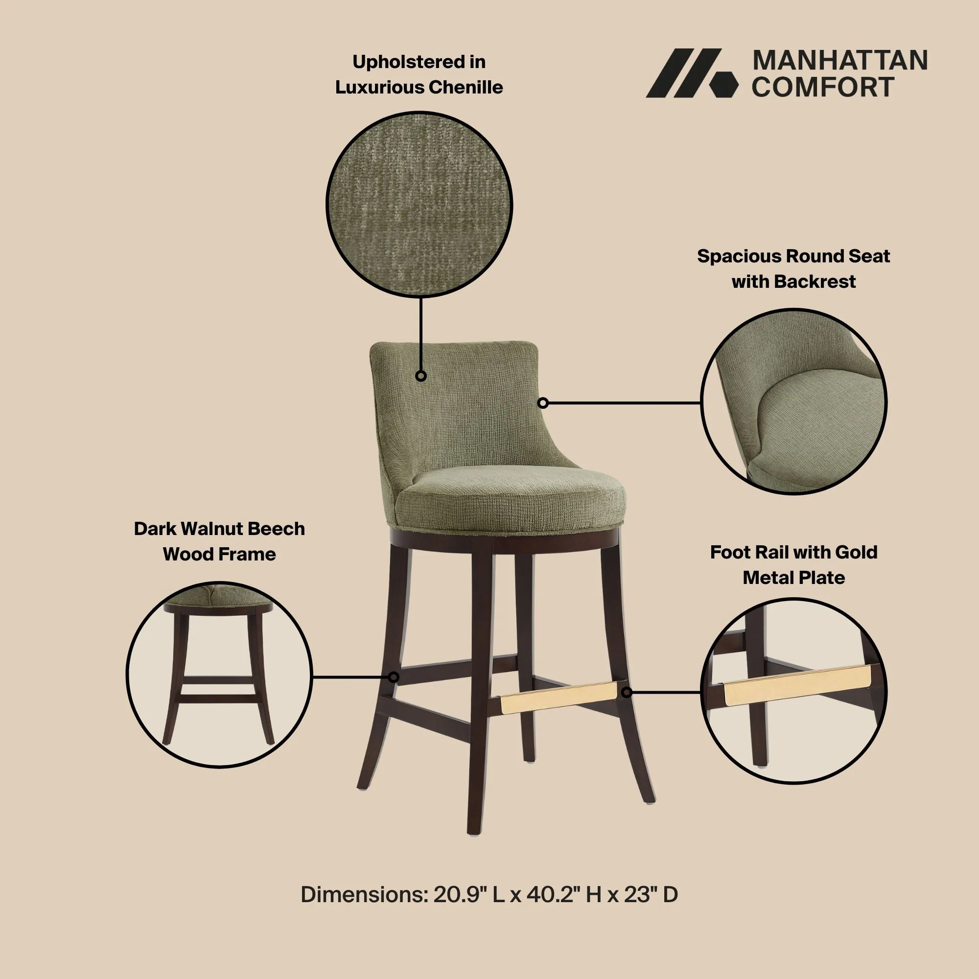 Lucia Barstool in Leaf Green - Image 4
