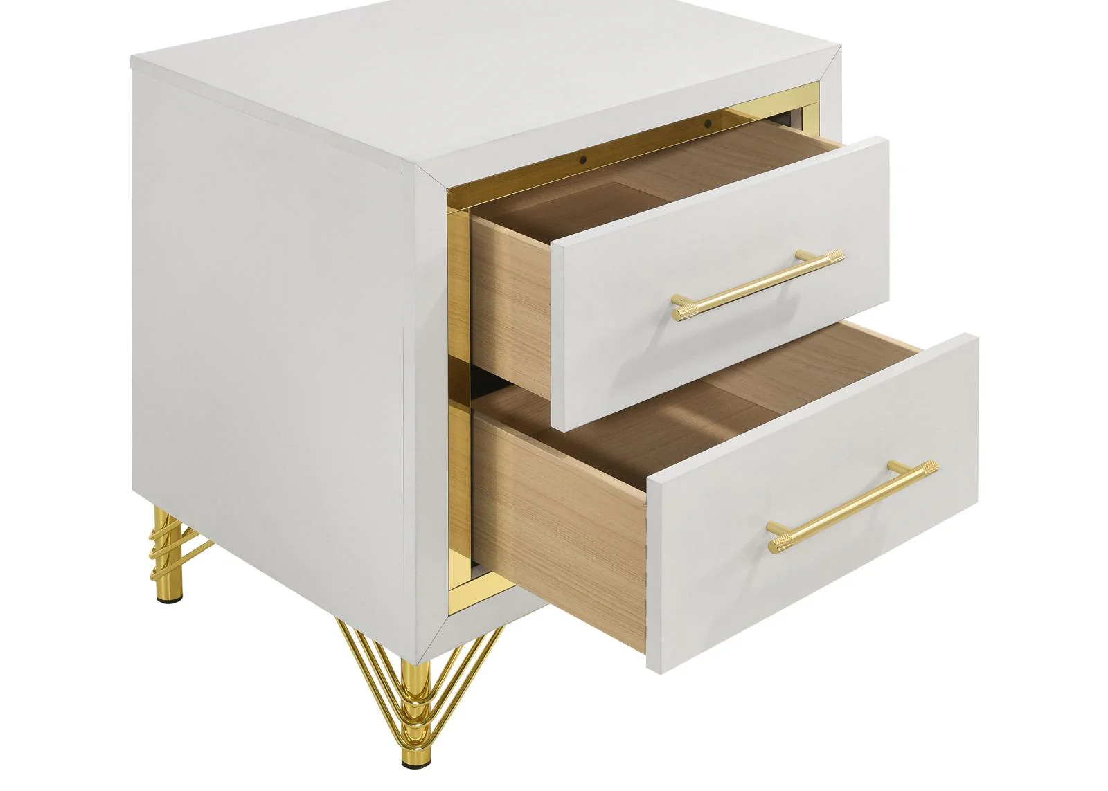 Lucia Beige 5-Piece Queen Bedroom Set with Upholstered Wingback Panel Bed - Image 16