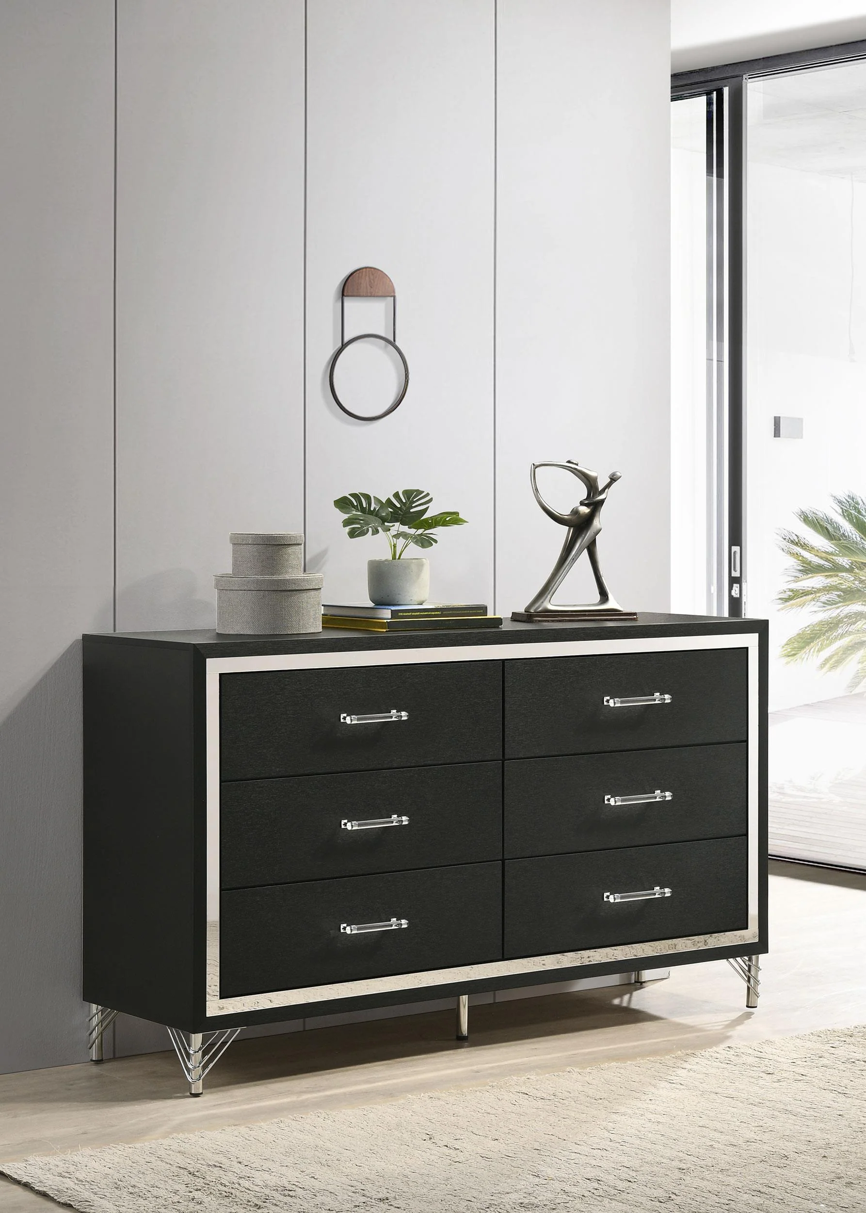 Lucia Black 6-drawer Dresser Cabinet