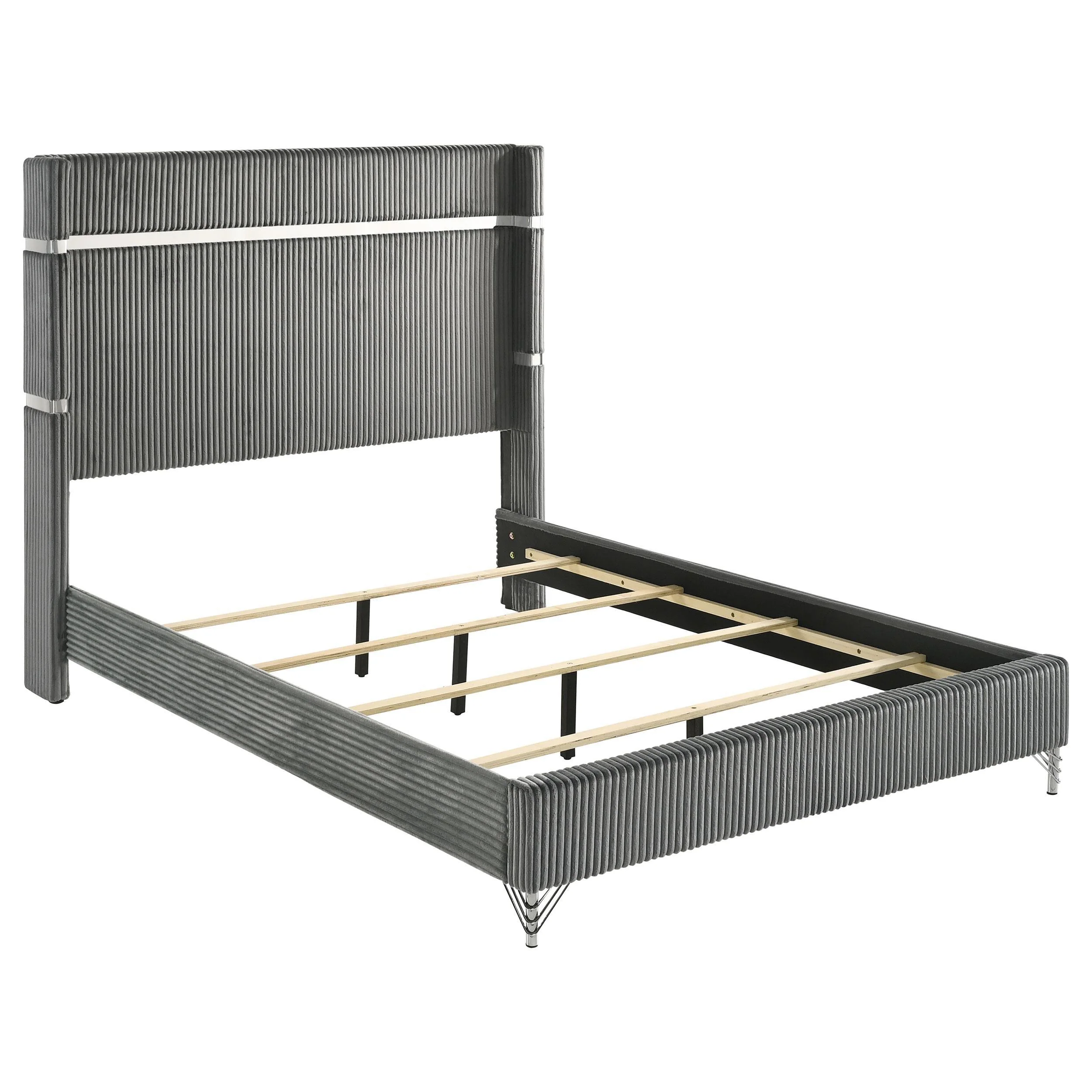 Lucia Grey 61-inch Upholstered Queen Panel Bed - Image 6