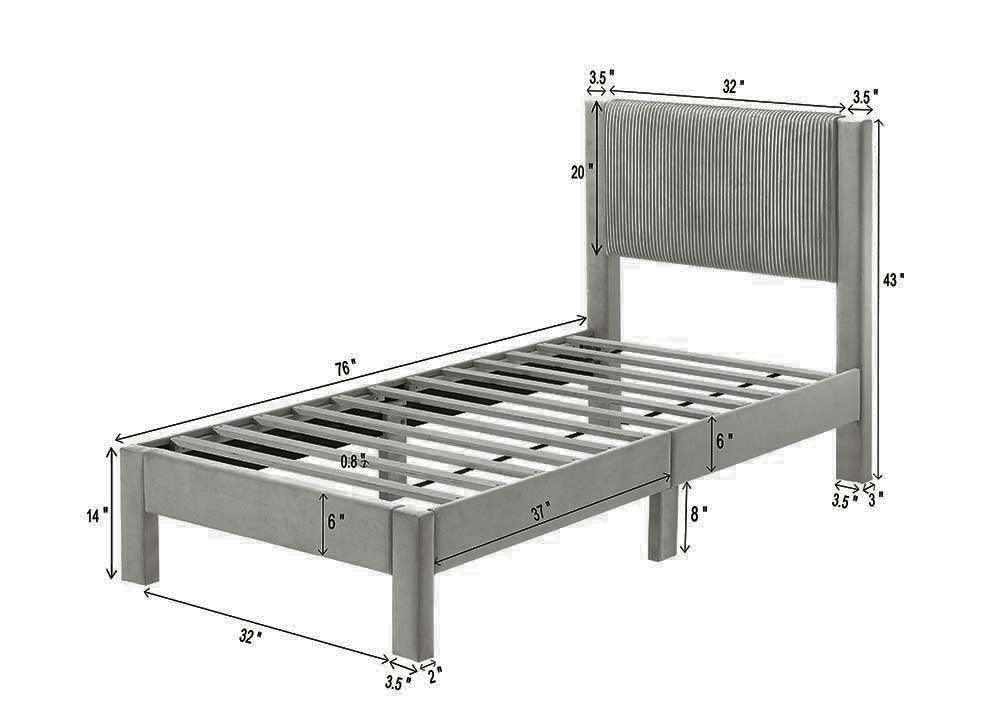 Lucia Light Gray Twin Platform Bed - Image 6