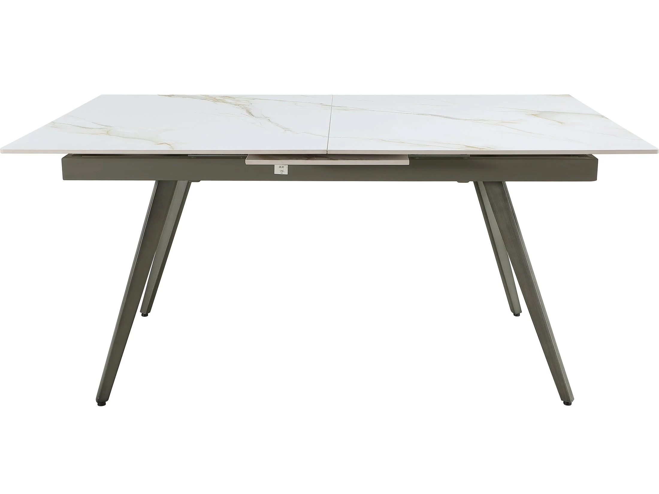 Lucia Polished Cappuccino/Gunmetal Extendable Stone Top Dining Table