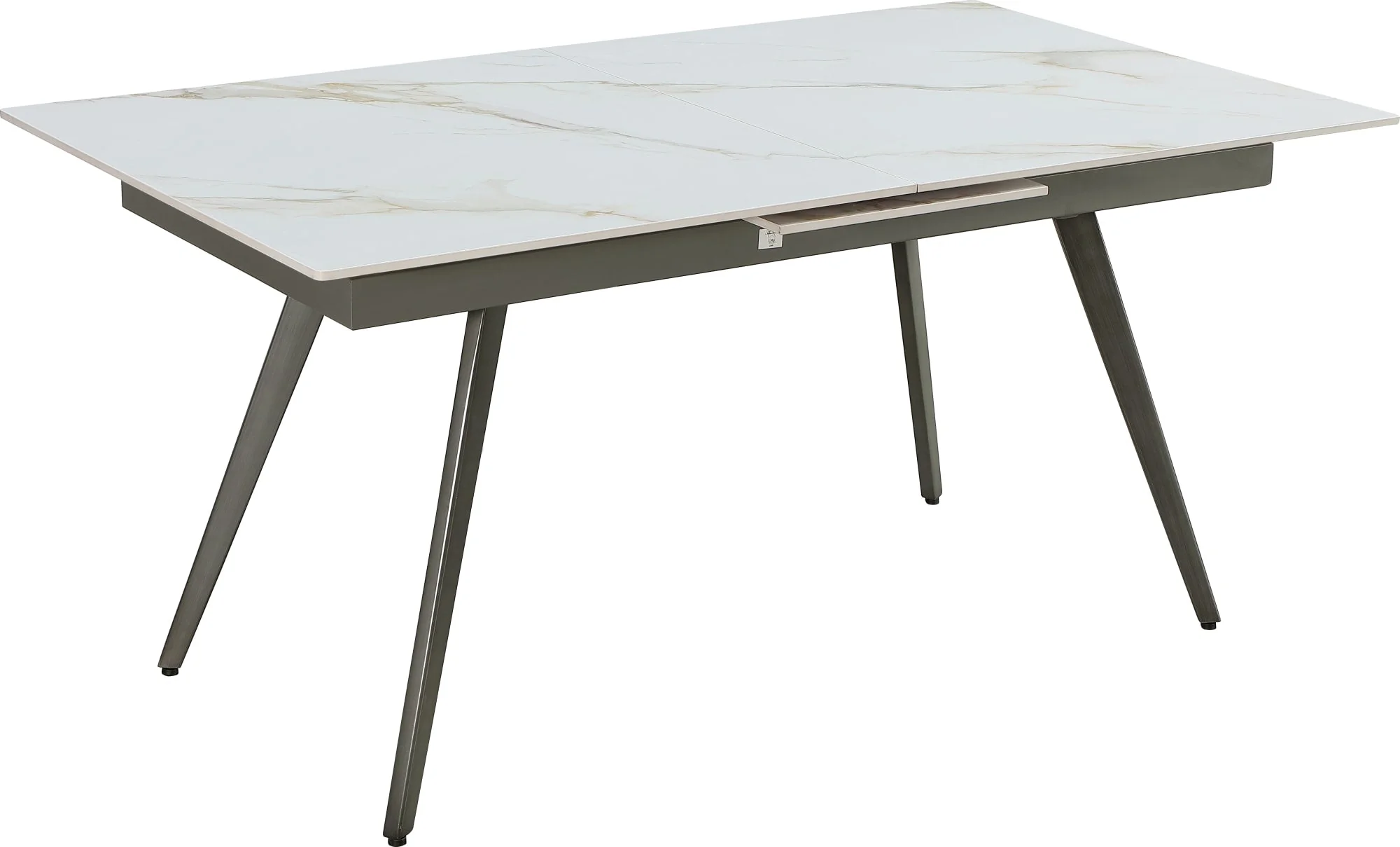 Lucia Polished Cappuccino/Gunmetal Extendable Stone Top Dining Table - Image 4