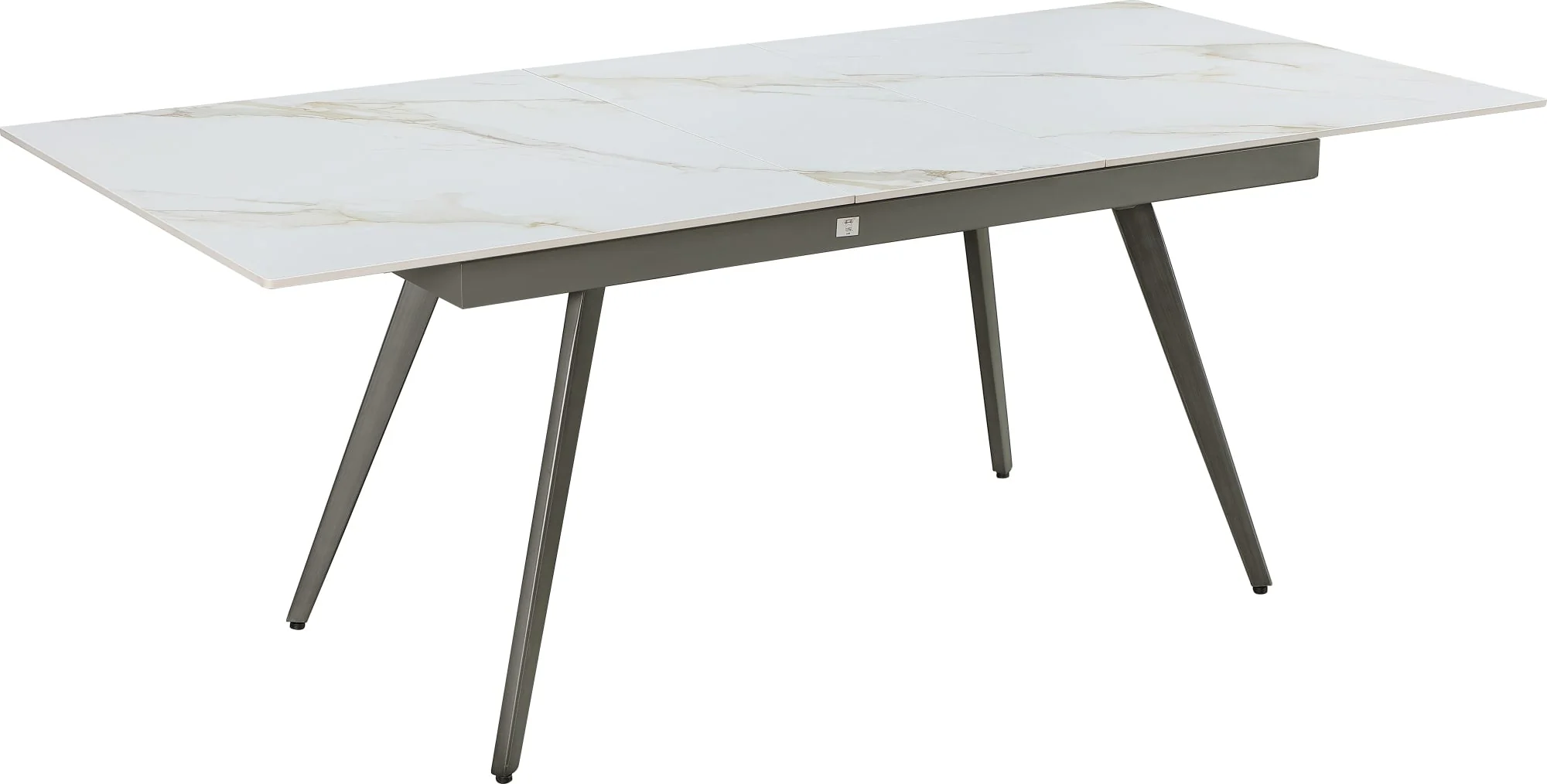 Lucia Polished Cappuccino/Gunmetal Extendable Stone Top Dining Table - Image 5