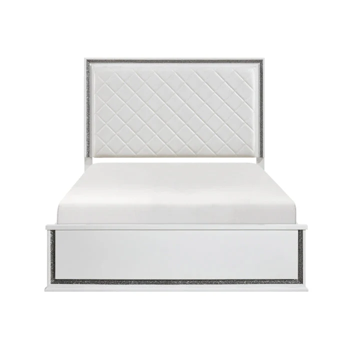 Lumin Pearl White LED Panel King Bed - Image 6