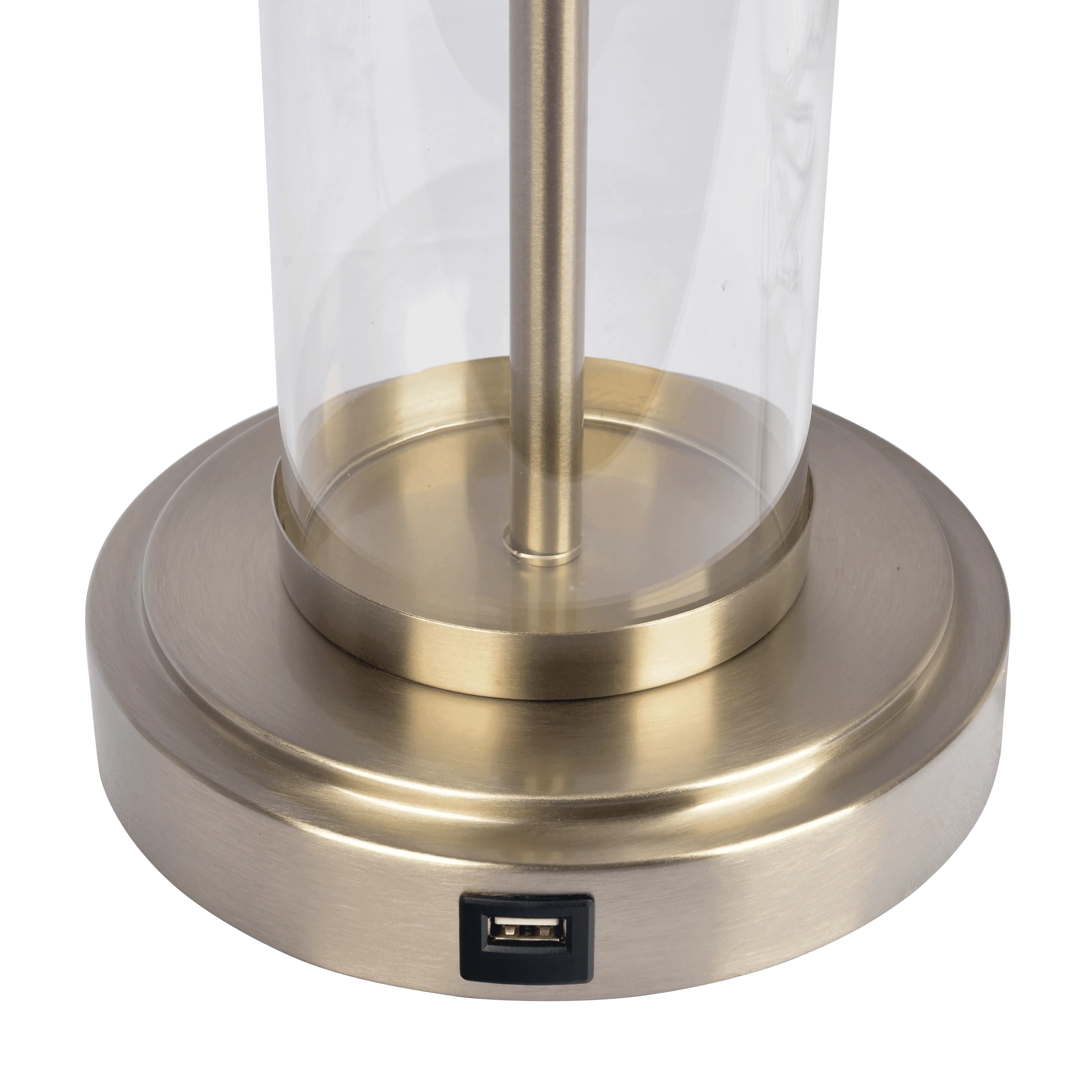 Luna Brushed Nickel Table Lamp with On/Off Switch Clear Glass Body  Metal Base - Image 4