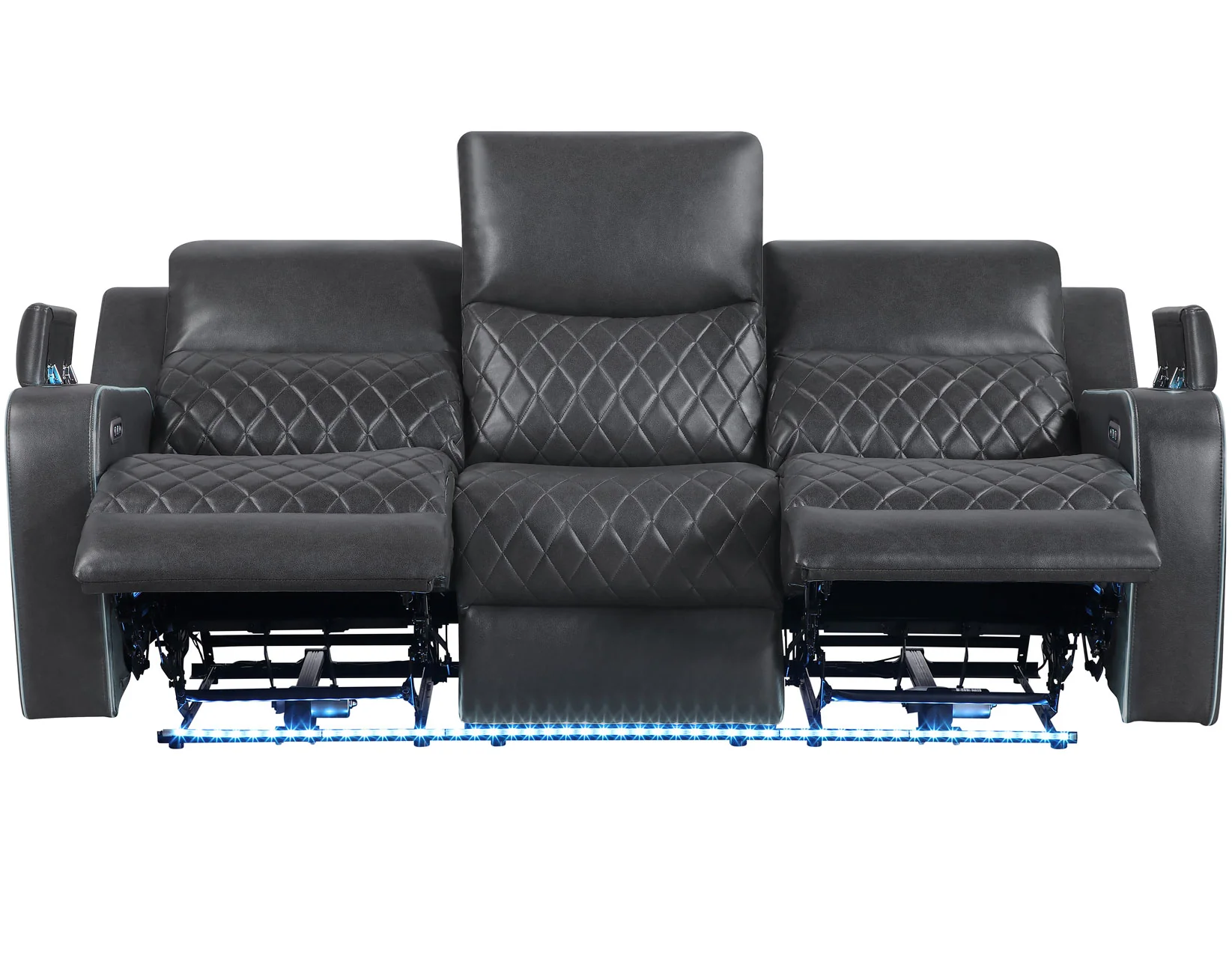 Luna Charcoal Vegan Leather 3-Piece Home Cinema Power Reclining Set - Image 10