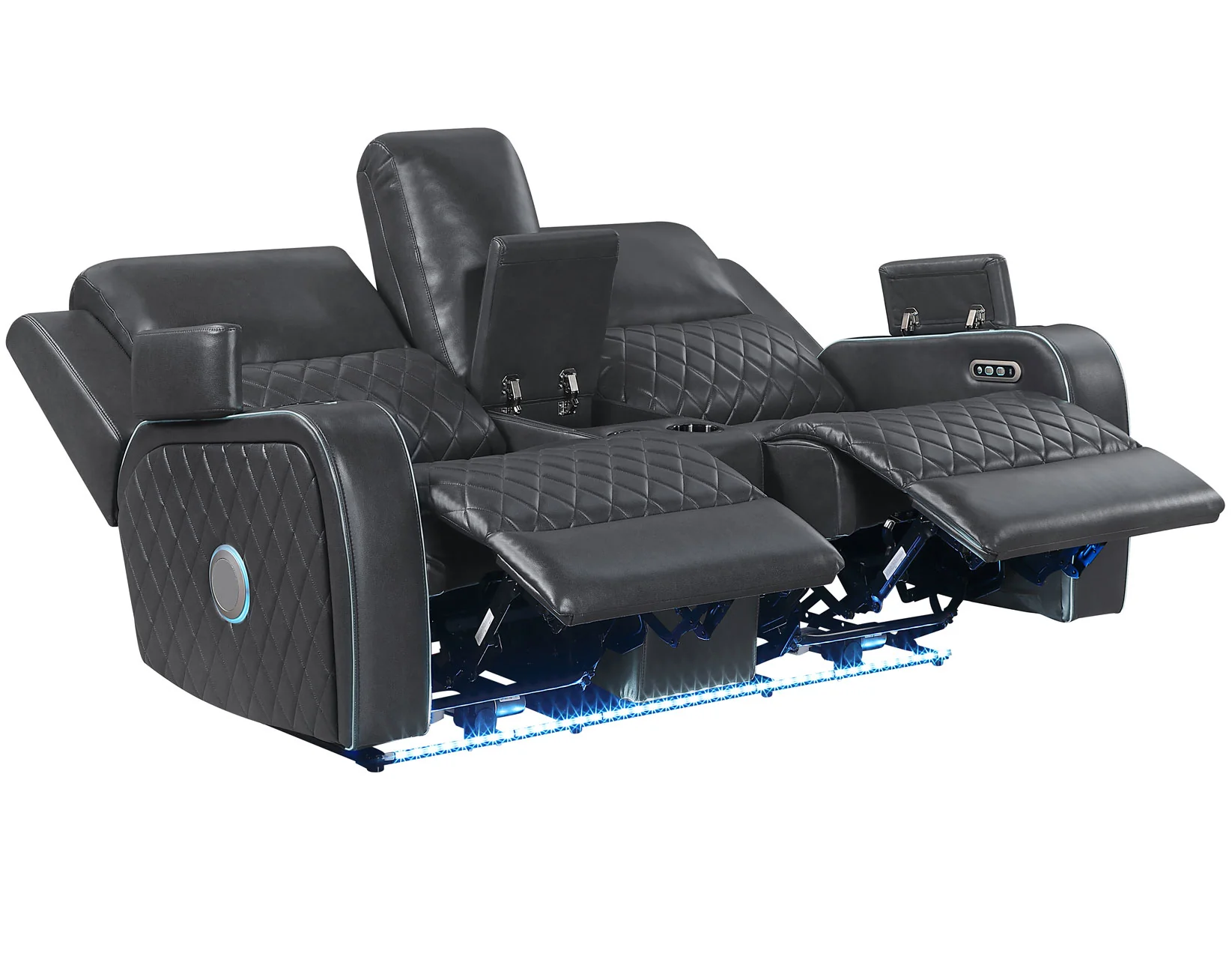 Luna Charcoal Vegan Leather 3-Piece Home Cinema Power Reclining Set - Image 20