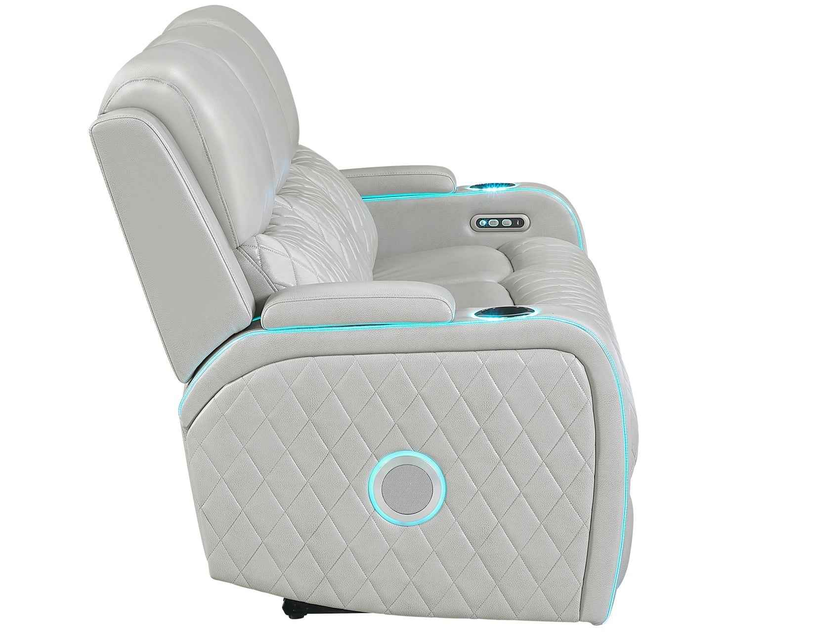 Luna Home Cinema Power Reclining Sofa, Ice Vegan Leather - Image 8