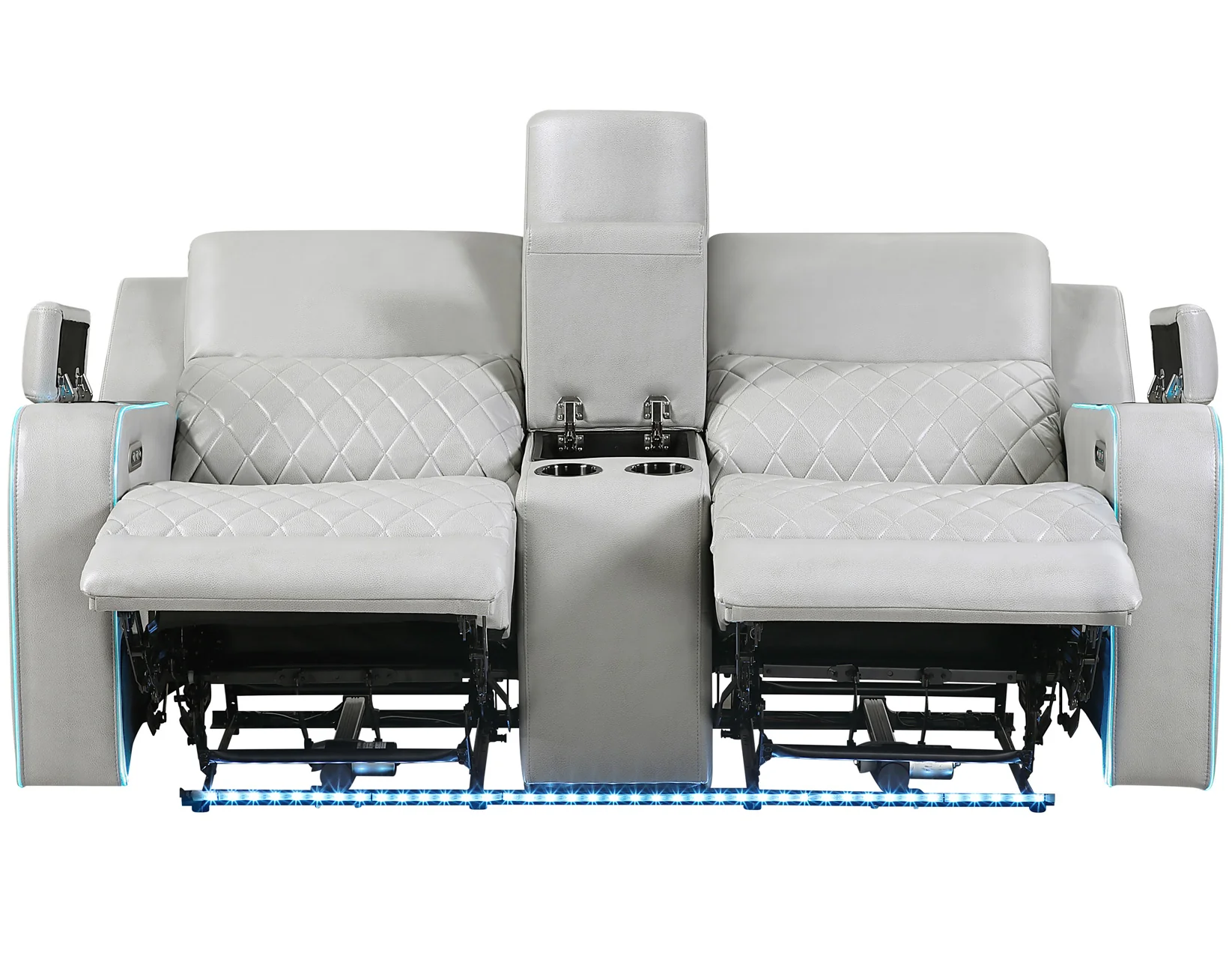 Luna Ice Vegan Leather 3-Piece Home Cinema Power Reclining Set - Image 20