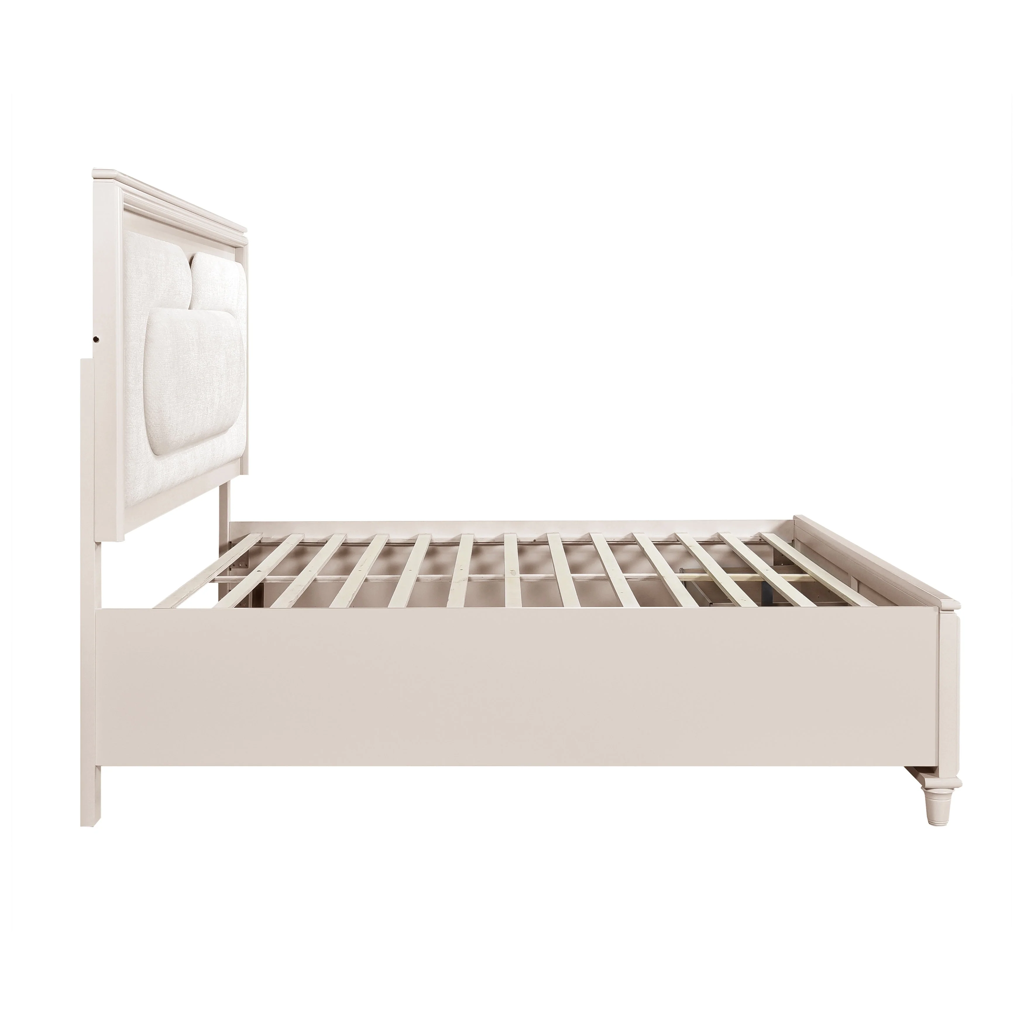 Lunaris Beige Queen Platform Bed with Footboard Storage - Image 10