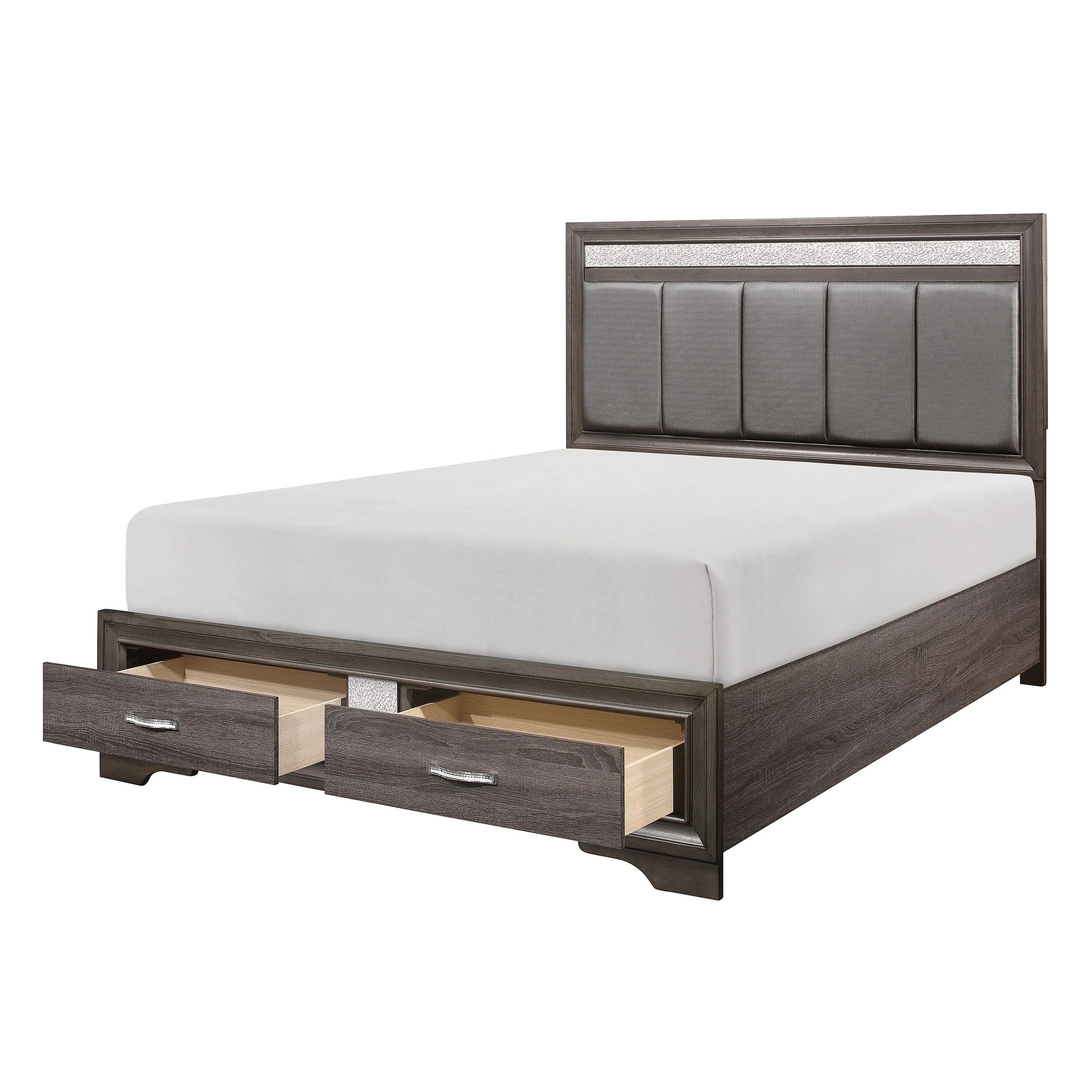 Luster Gray California King Upholstered Storage Platform Bed - Image 3