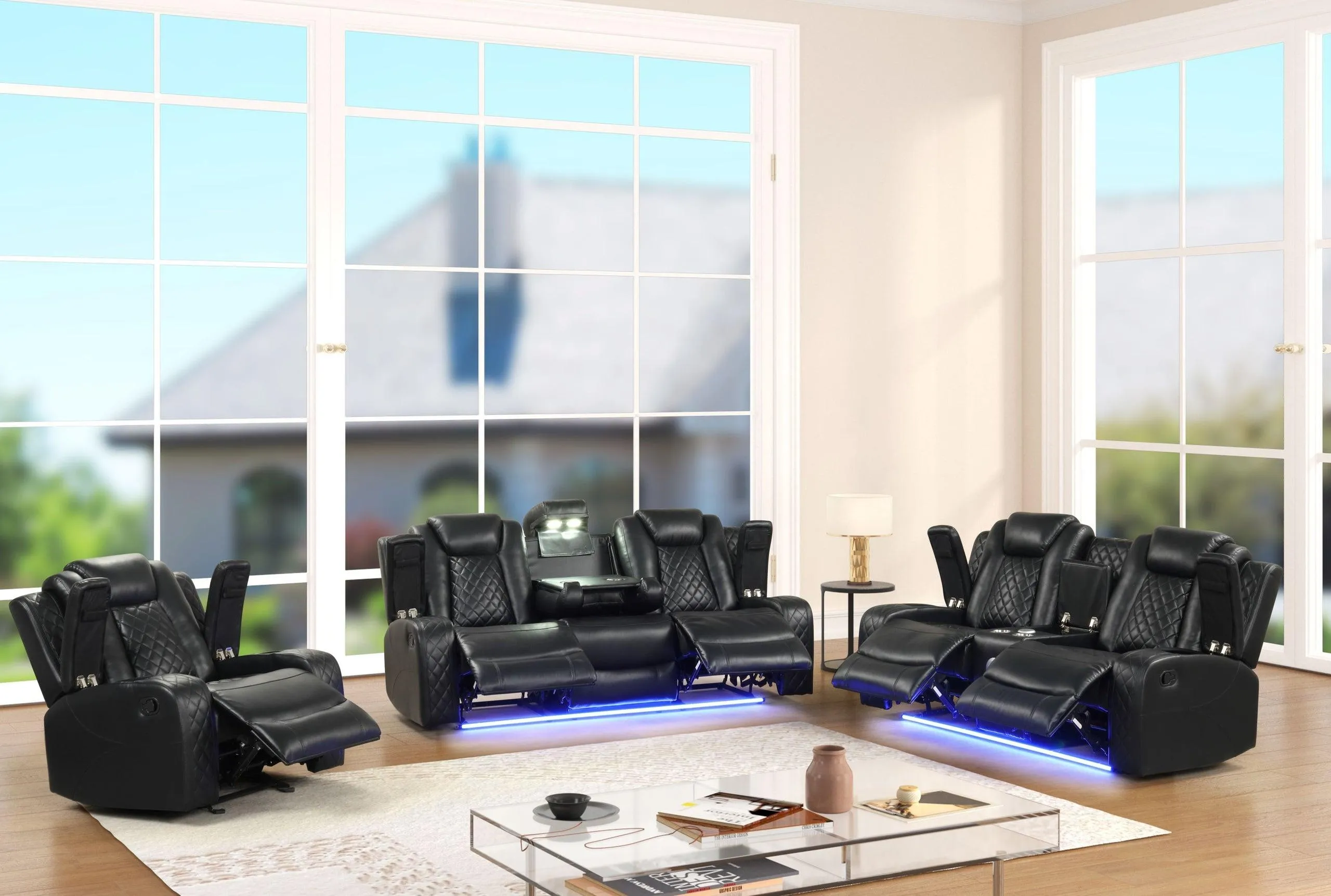 Luz Black 3-Piece Reclining Living Room Set - Image 5