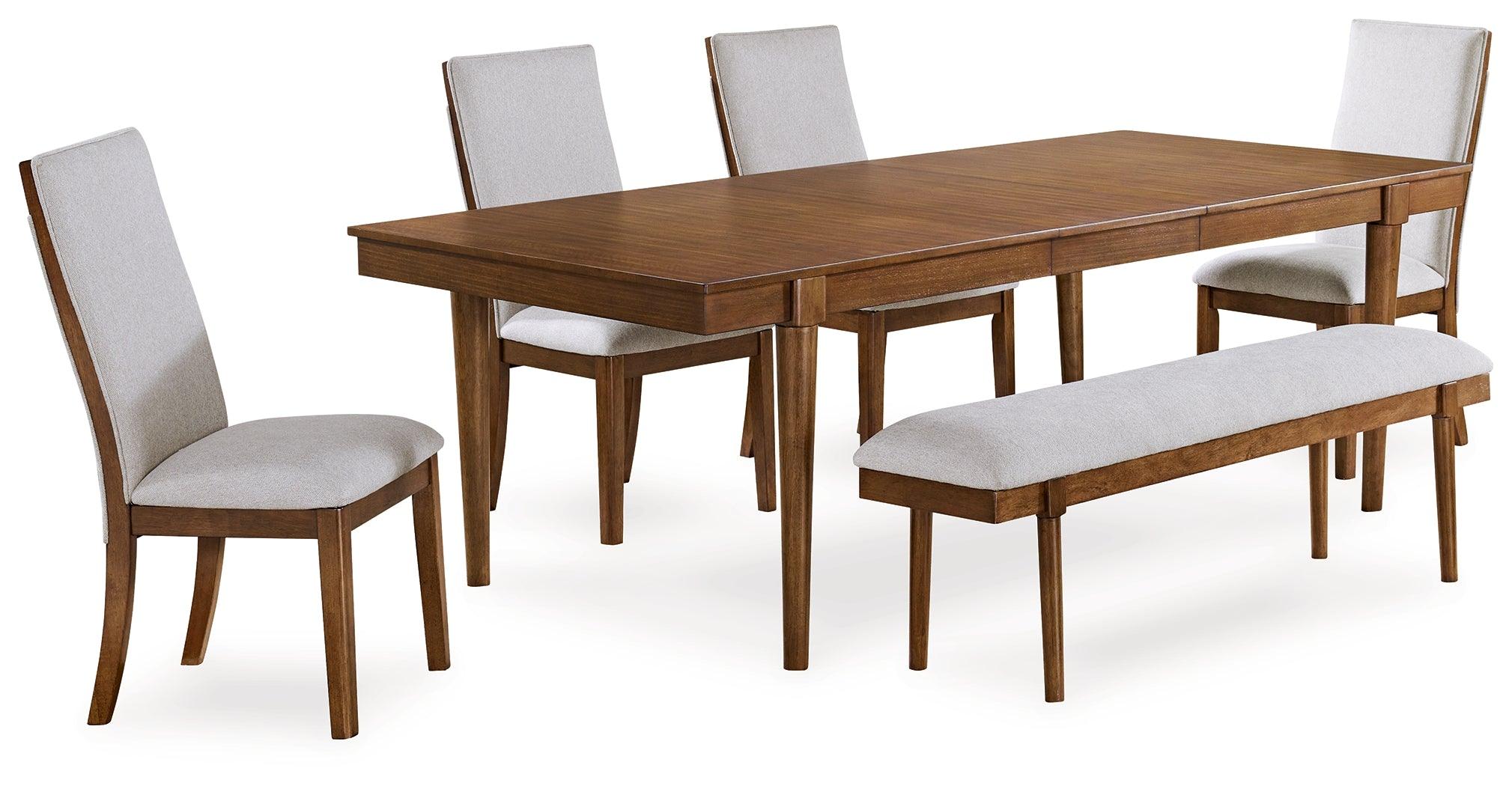 Lyncott Brown Dining Table and 4 Chairs and Bench - Image 17