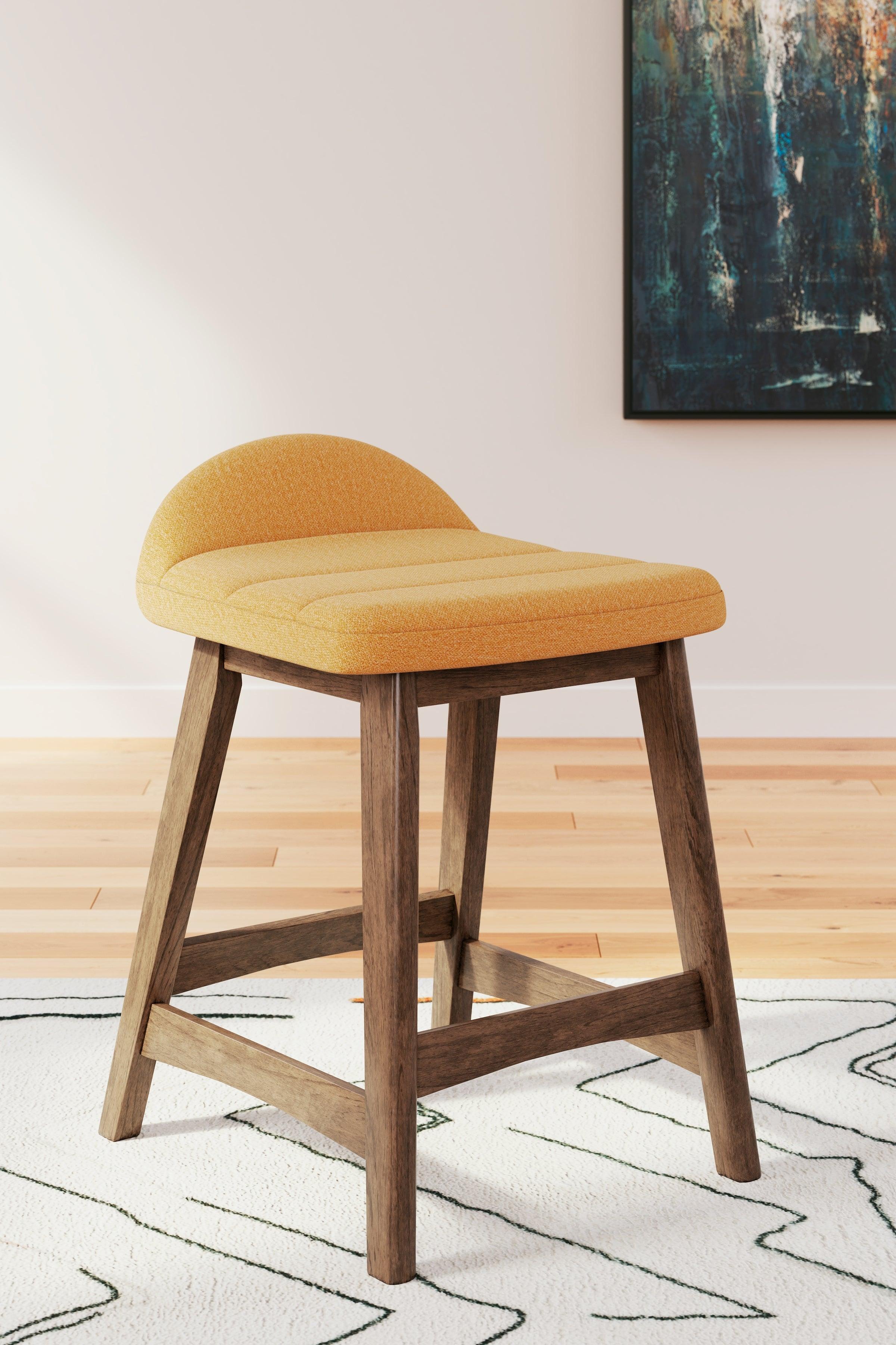 Lyncott Mustard/Brown Counter Height Barstool, Set of 2 - Image 2
